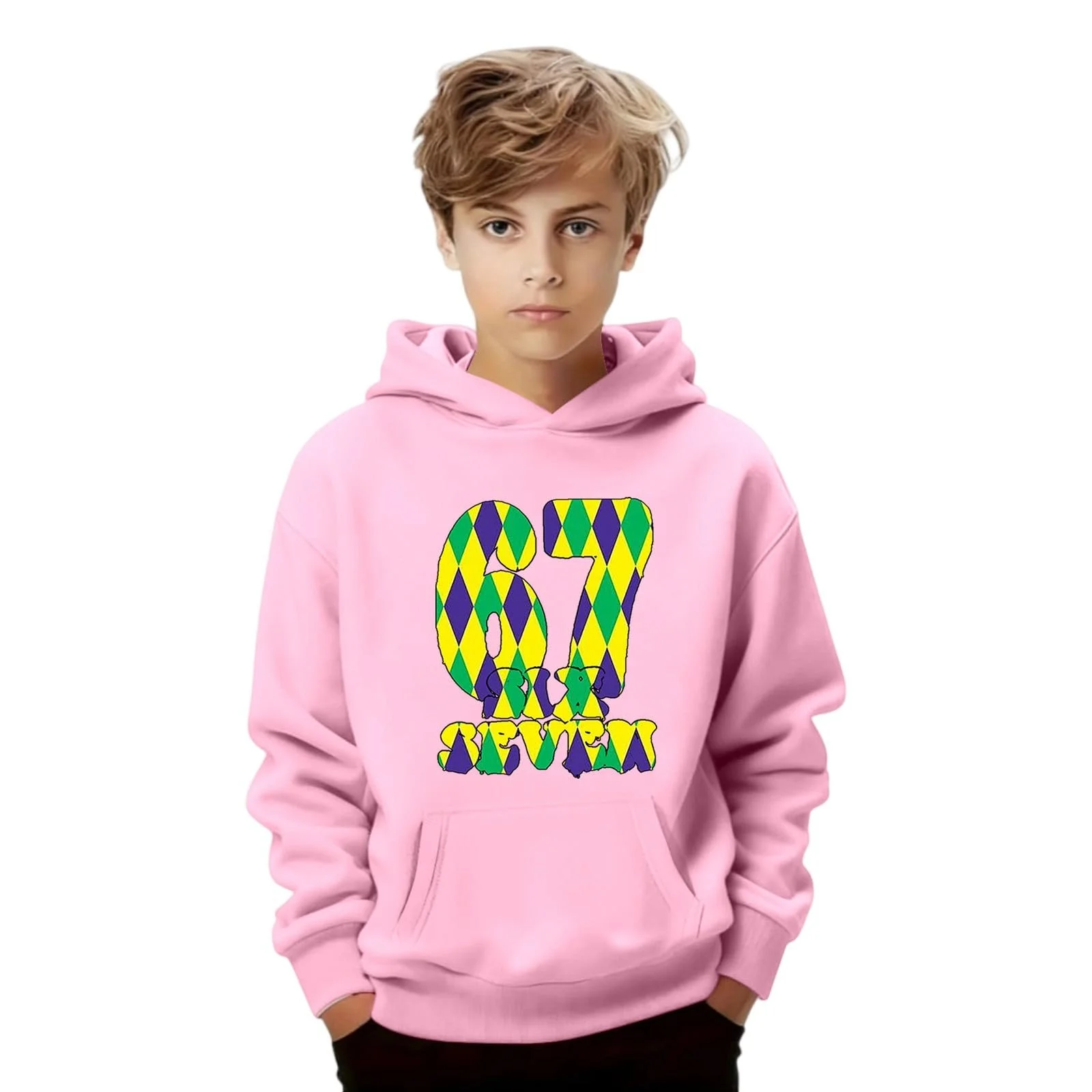 Kinder Karneval Толстовка с капюшоном 67, размер 6-7, туника с капюшоном, классическая мультяшная толстовка с длинными рукавами и принтом, детский повседневный праздничный костюм, фото №5