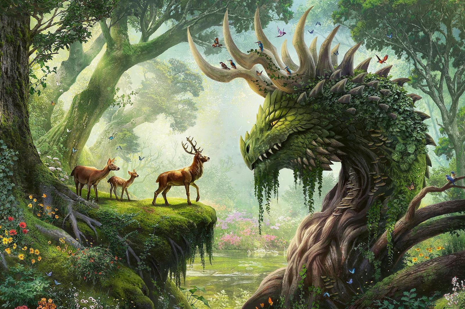 Пазл Ravensburger The Forest Dragon Awakens 3000 деталей, фото №1 Пазл Ravensburger The Forest Dragon Awakens 3000 деталей, фото №1