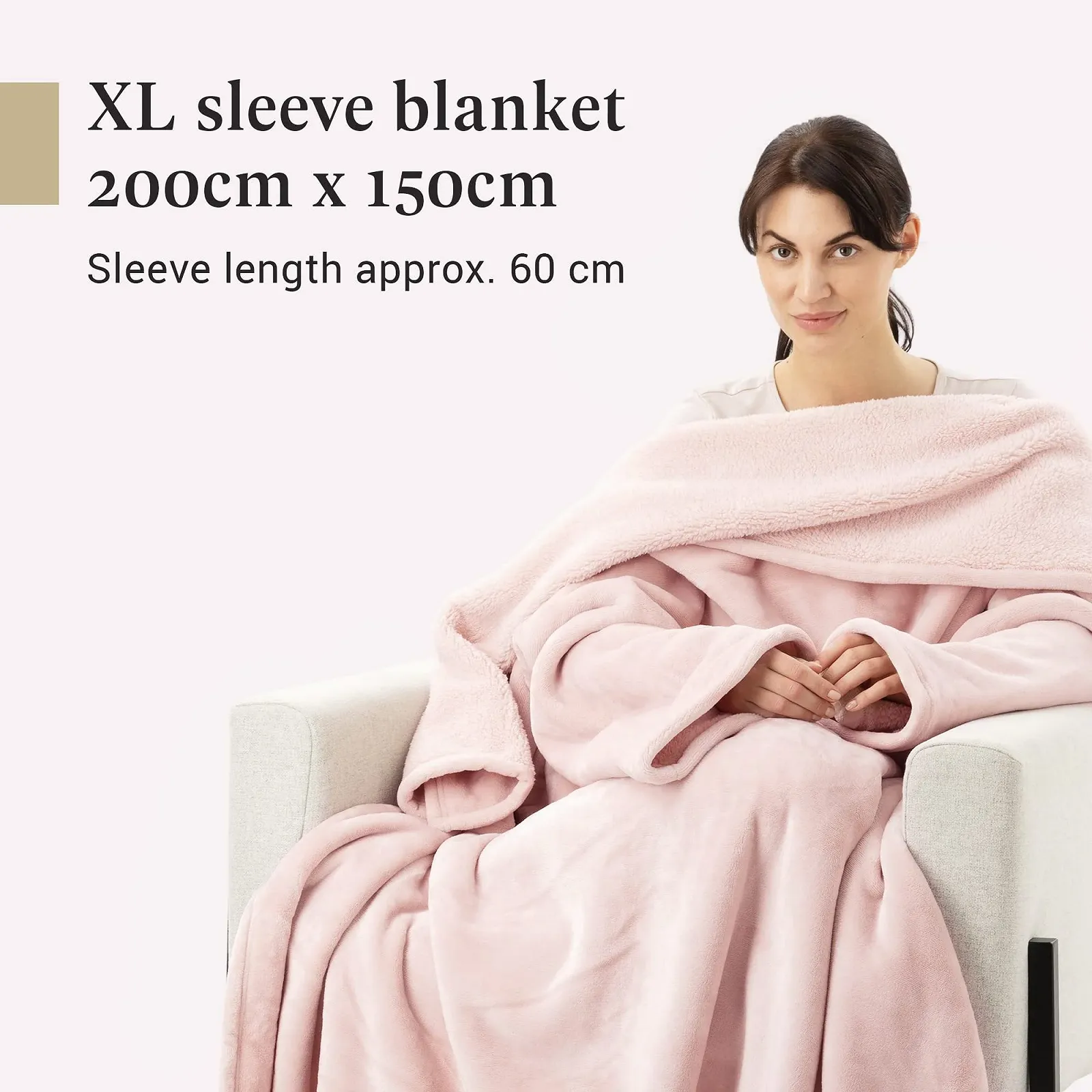 Покривало з рукавами HOMELEVEL 200 x 150 см - XL М'яка Покривало для одягання з мікрофібри, фото №6