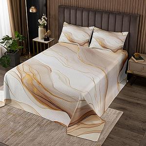 Покрывало Абстрактный Мрамор Коричневая Текстура для взрослых женщин мужчин детей Мраморный Градиент 260x240см Современный Эстетический Галстук-Краска Накидка на кровать 2 Наволочки - Фото 1
