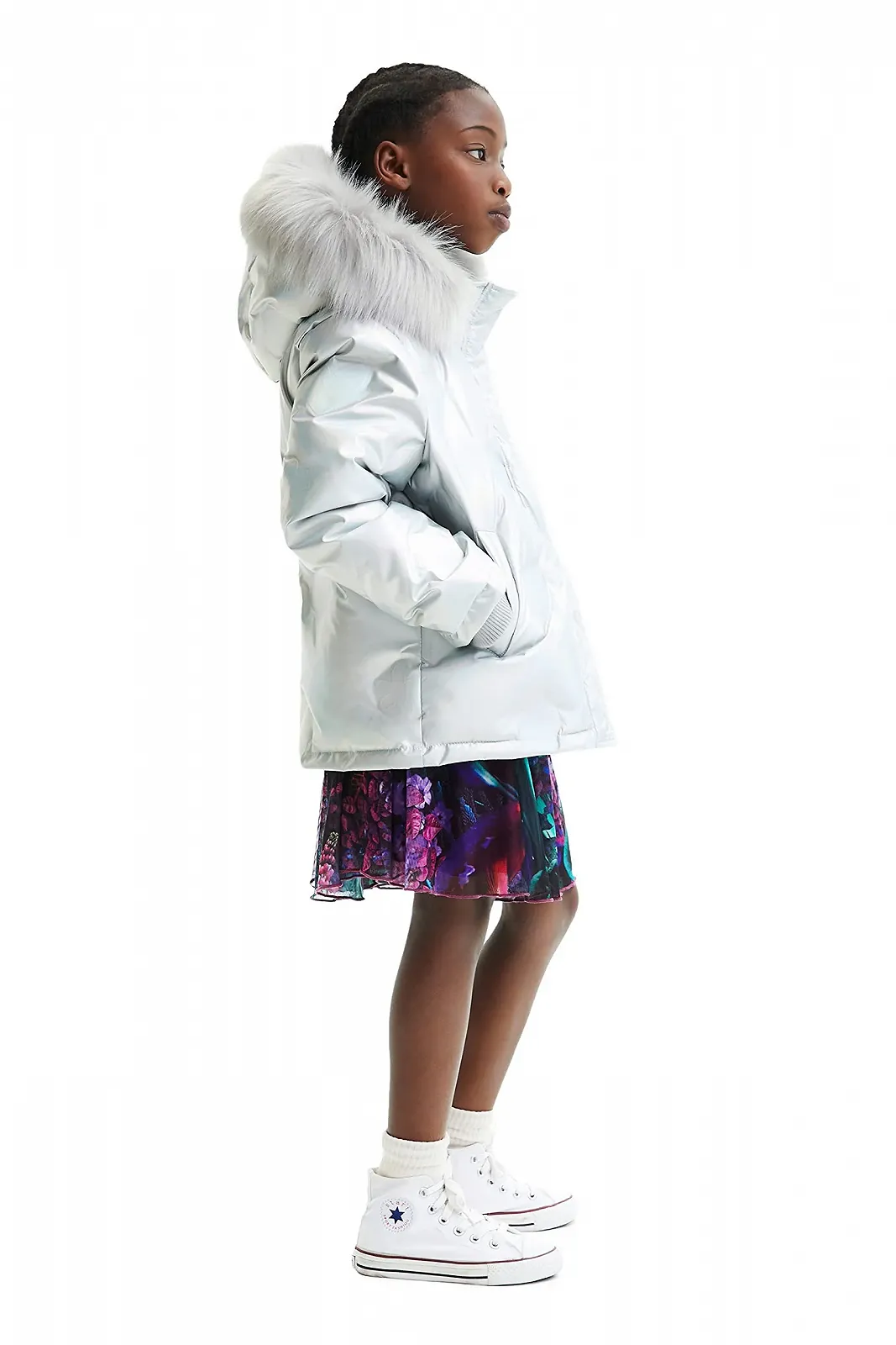 Куртка Desigual Tierra 3042 для девочек, утепленная, фиолетовый Palo, фото №5