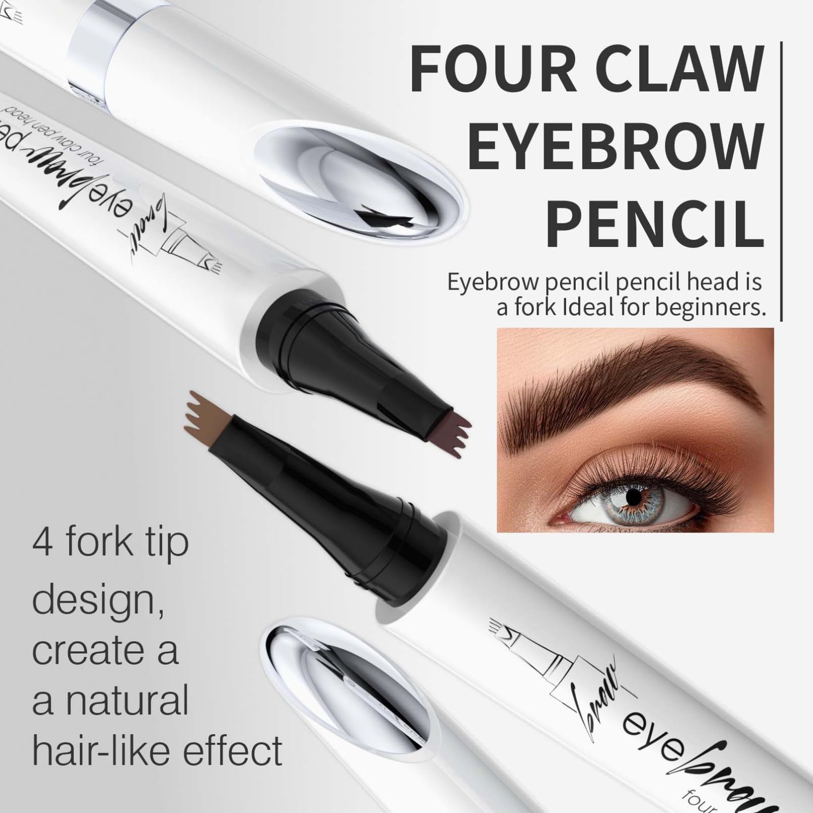 Олівець для брів Waterproof 3D Microblading 4 Tips Eyebrow Pencil 03# Сірий, фото №6