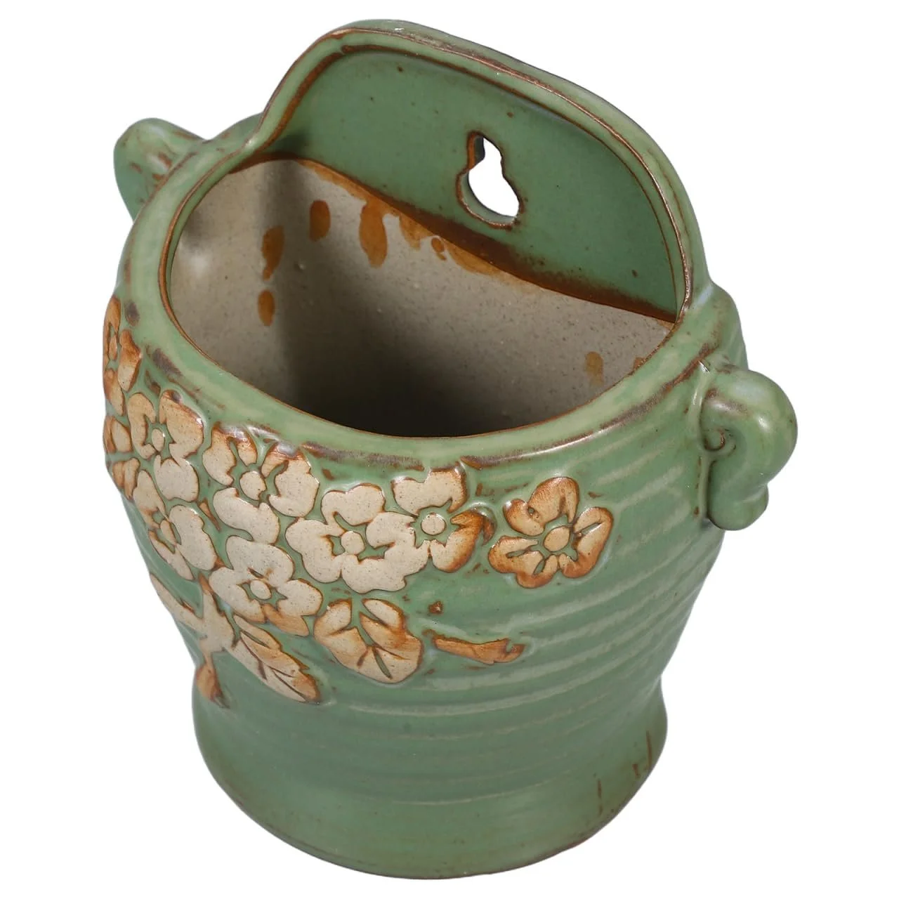 Квітковий горщик настінний керамічний у стилі ретро для сукулентів та кактусів, фото №8