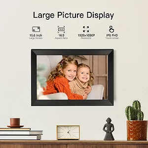 Цифровая фоторамка ANNA BELLA 15.6 Inch WiFi 1920 x 1080 HD IPS Touch Screen 32 GB Auto-Rotate Wall Mountable synthetic.ua - Фото 1