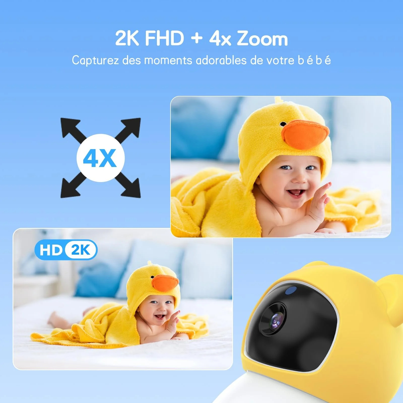 Відеоняня XPJ 2K WLAN 5 дюймів Night Vision Motion & Scream Intercom Lullabies, фото №3 Відеоняня XPJ 2K WLAN 5 дюймів Night Vision Motion & Scream Intercom Lullabies, фото №3
