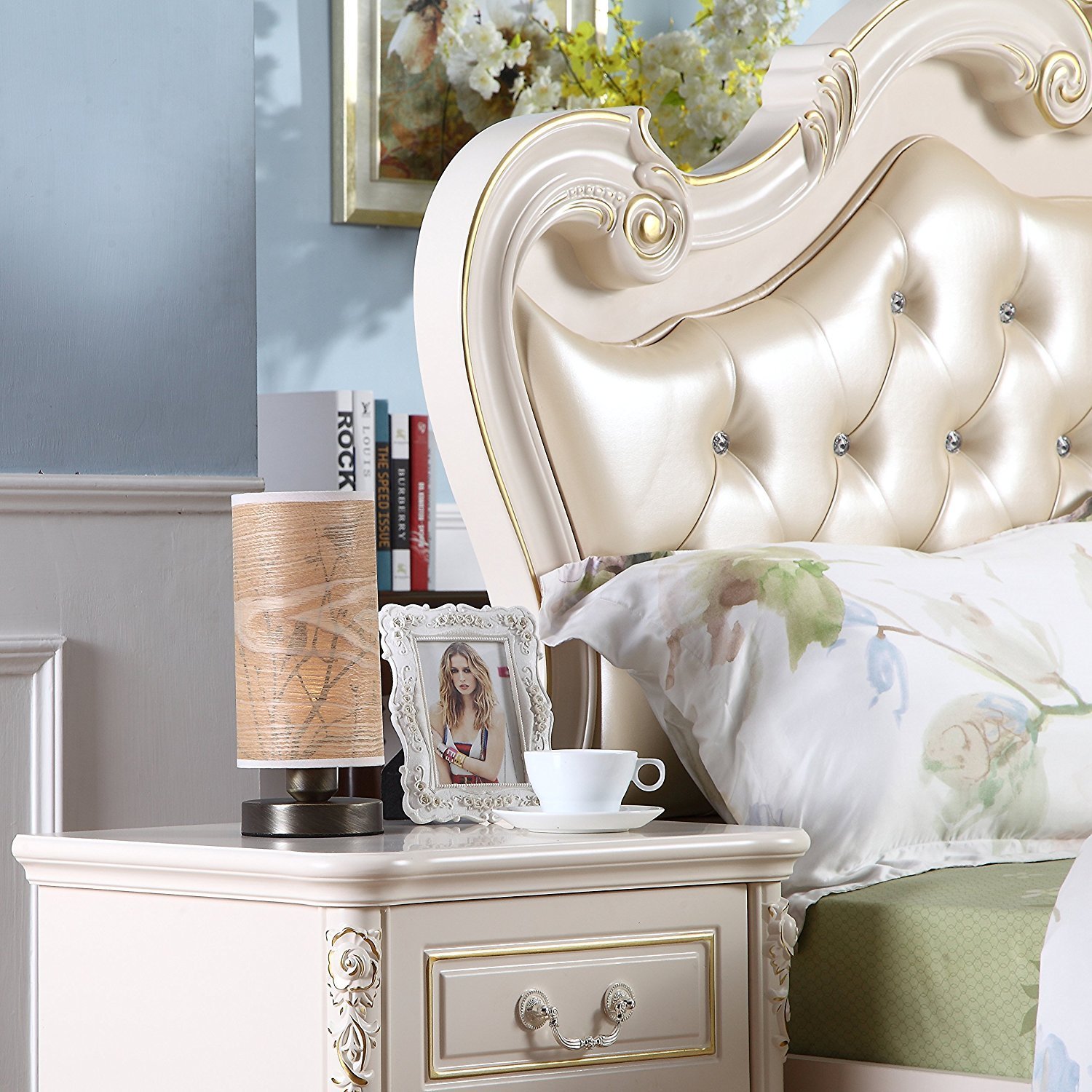 Настільна лампа Bieye L30272 Birds in Tree Wood Style Cylindrical 9 Inch High, фото №4