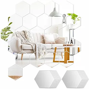 Дзеркальні наклейки Hexagon Mirror Acrylic 24 шт. Самоклеючі Шестикутні - Фото 1