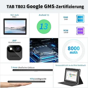 Планшет 10.1" JJGJ TB02 6+6/256Gb 8 ядер Android 13 8000 mAh Чорний synthetic.ua - Фото 1