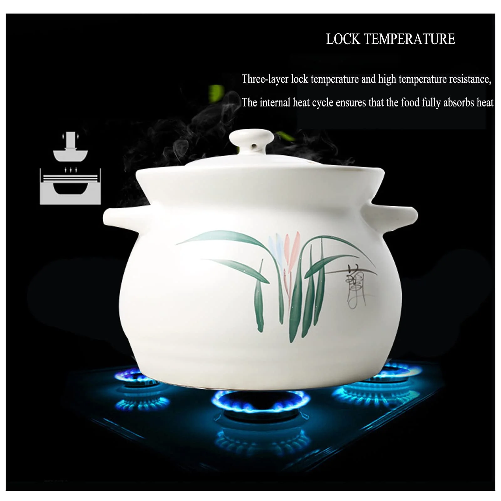 Глиняная кастрюля для запекания в китайском стиле ручной работы термостойкая антипригарная, фото №5