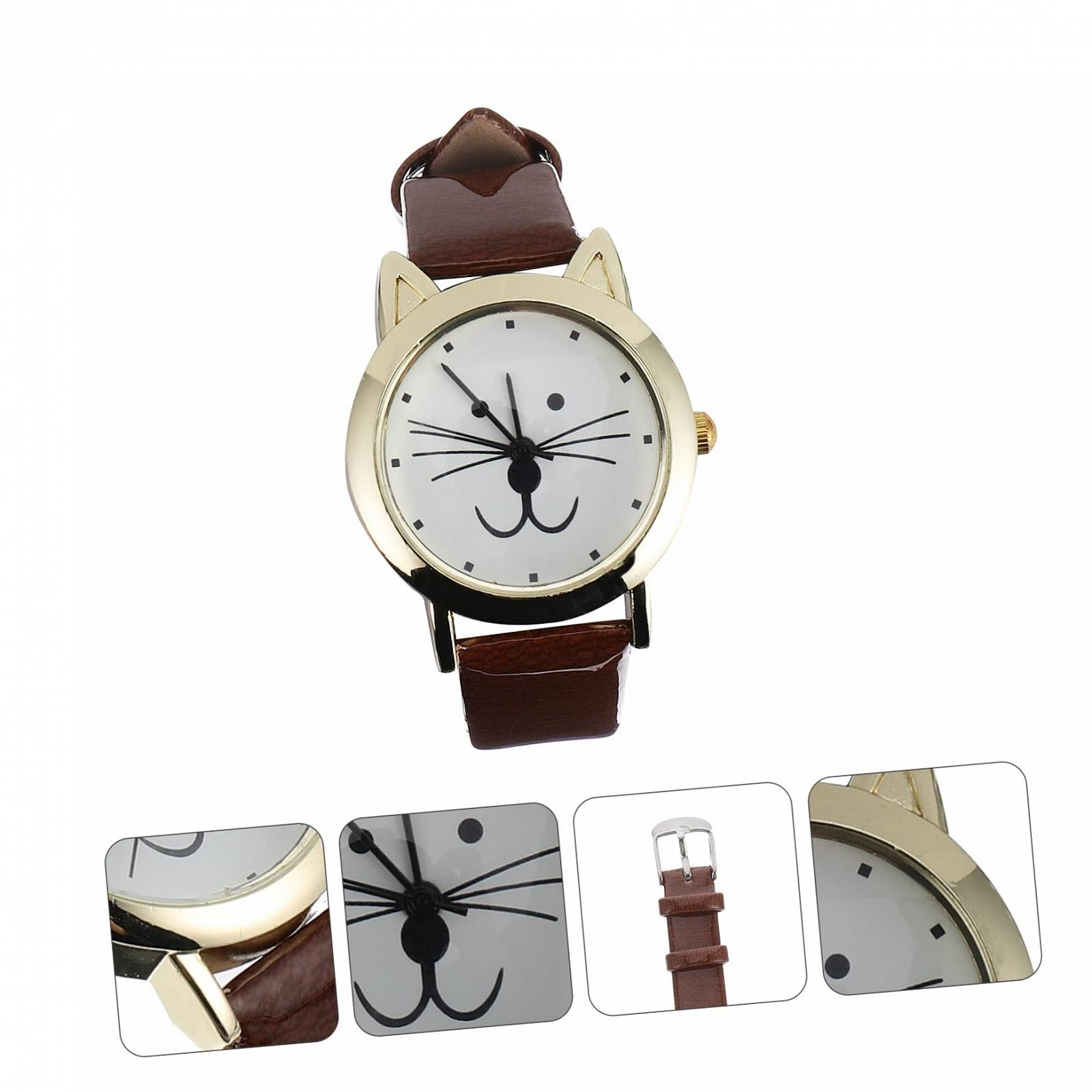 Жіночий годинник PartyKindom Кварцовий з котячим мотивом Шкіряний ремінець, фото №8