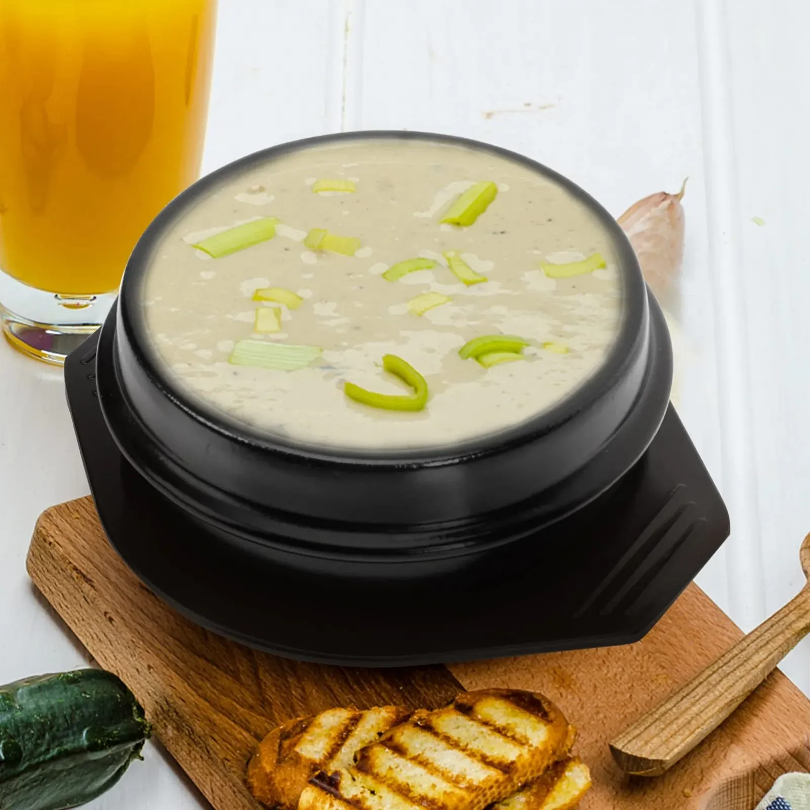 Кастрюля VALICLUD Керамическая для индукционных плит с подставкой и ложкой Антипригарная, фото №5