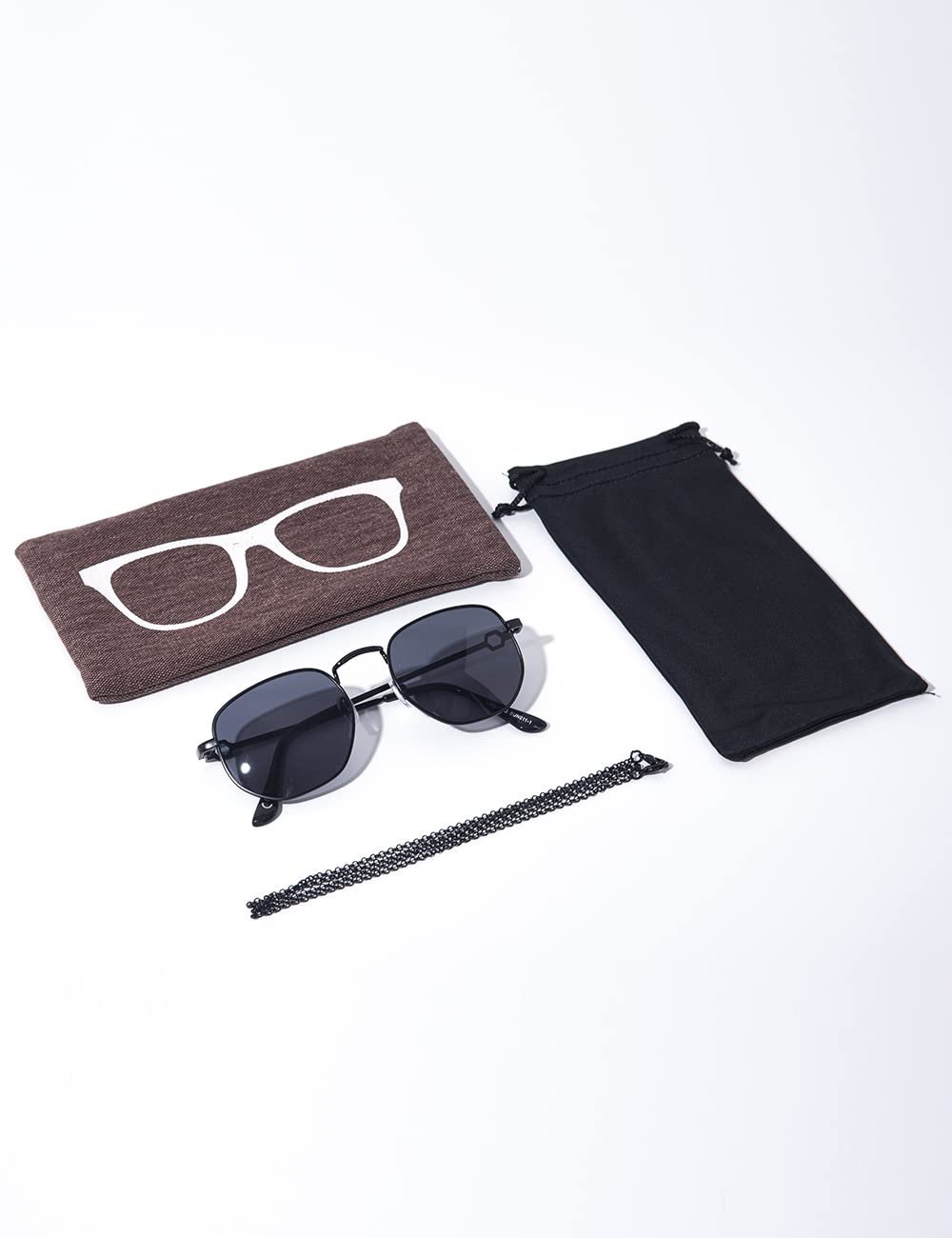 Солнцезащитные очки Lanlang для мужчин и женщин с цепочкой, необычная металлическая оправа, модный дизайн, защита от УФ-лучей, фото №7