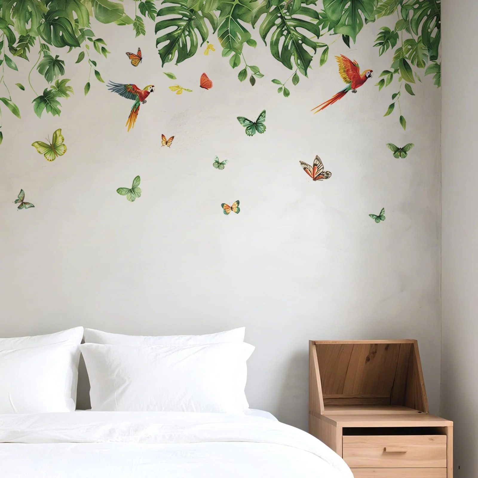 Наклейка на стіну Тропічне листя Рослини Птахи Метелики, фото №5 Наклейка на стіну Тропічне листя Рослини Птахи Метелики, фото №5