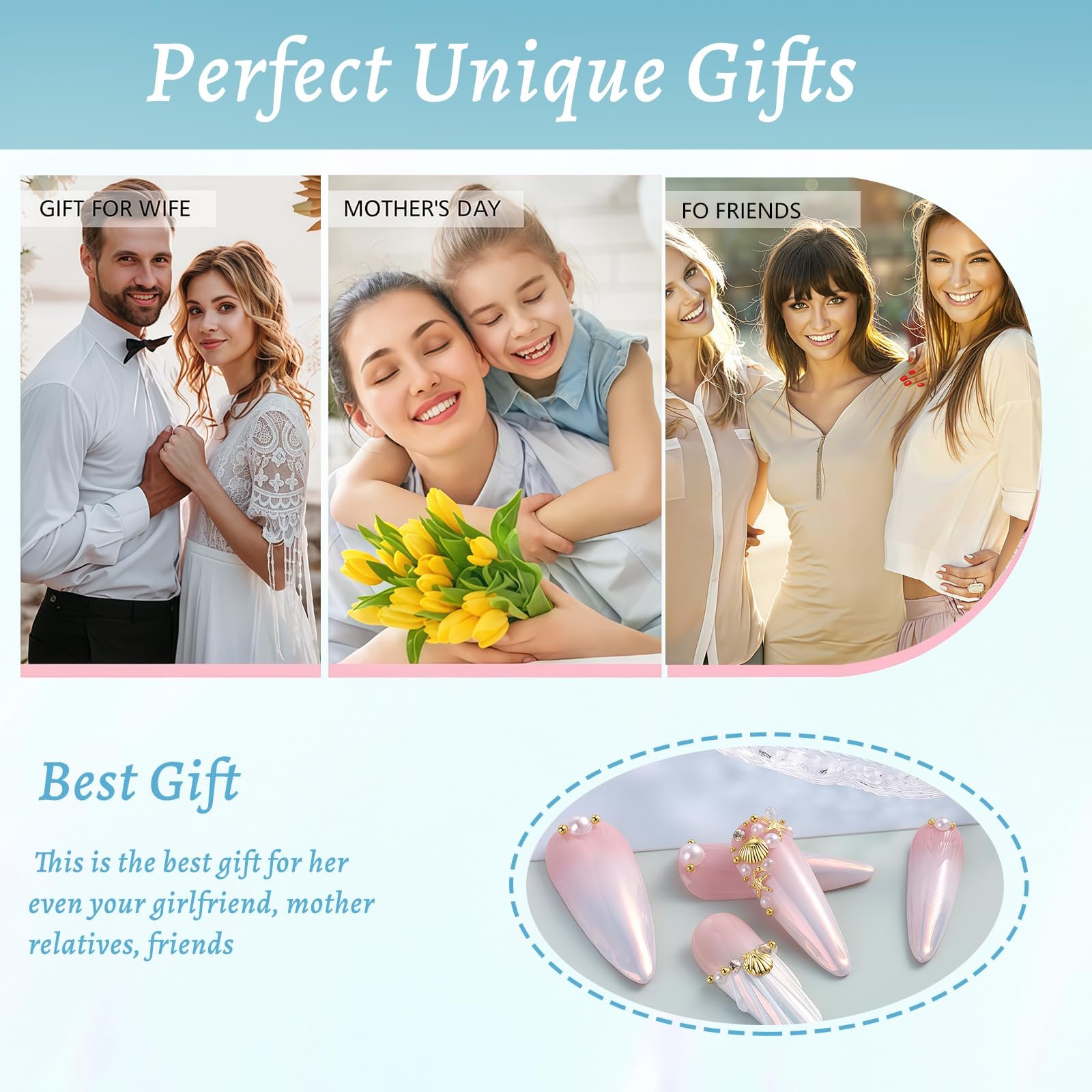 Украшения для ногтей Золотые, Аксессуары для ногтей, 12 отделений, Включает пинцет, фото №7