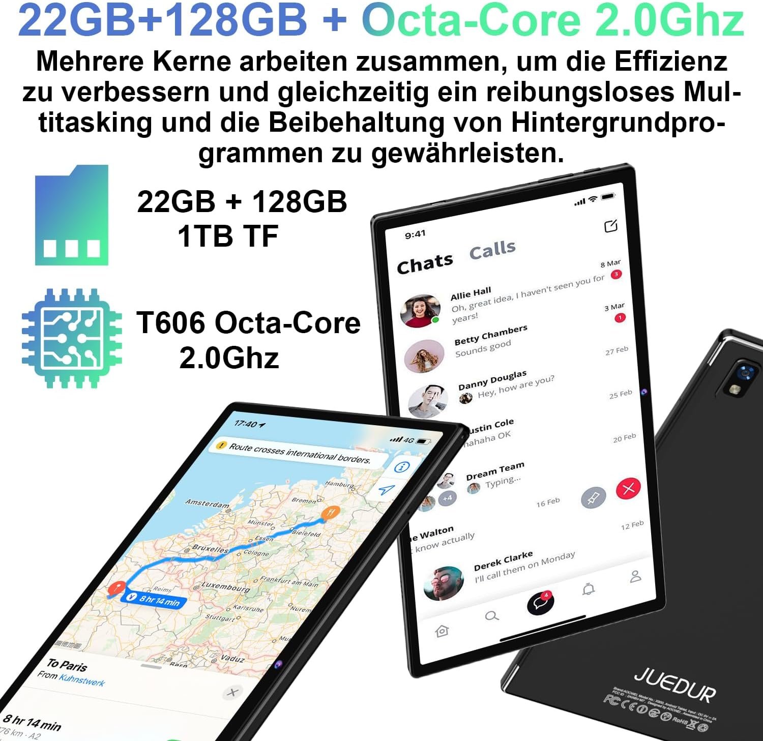 Планшет 10.1" JUEDUR R900 6+16/128Gb 8 ядер Android 14 8000 mAh Черный, фото №4
