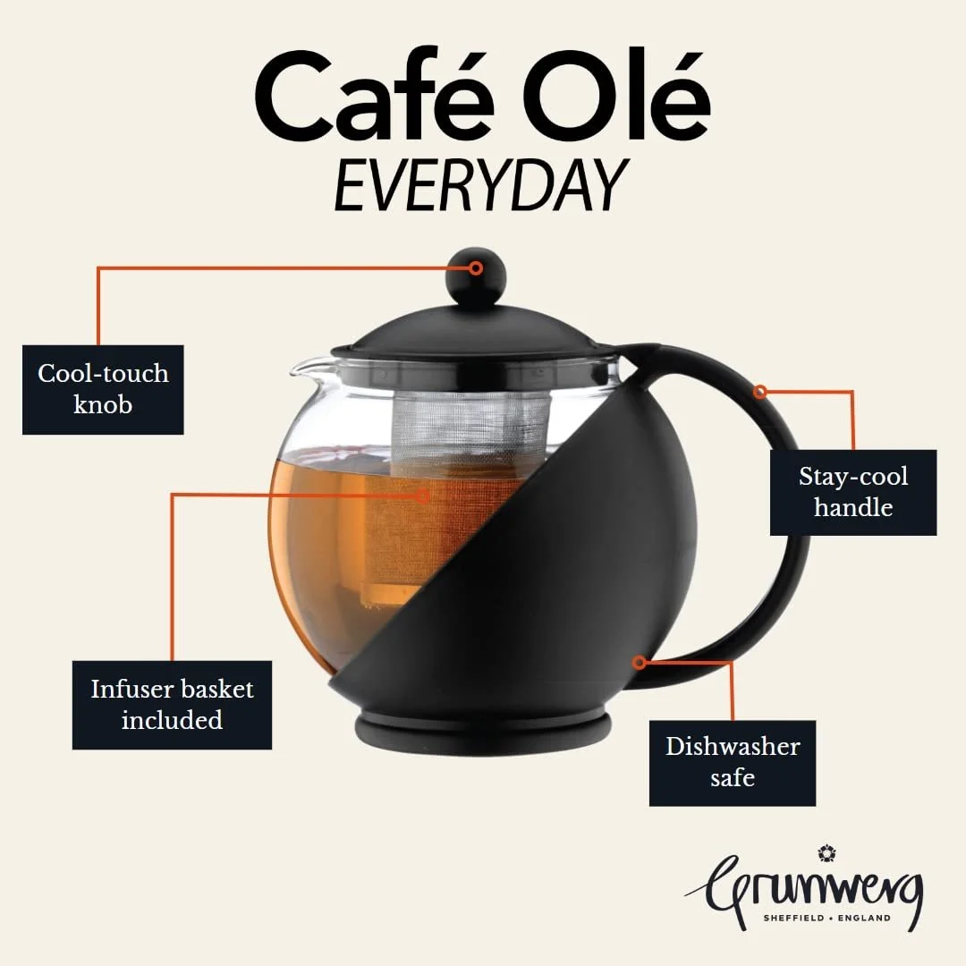 Чайник-заварник Grunwerg Caf
Ole для листового чаю з кошиком для заварювання, скляний Чайник-заварник, чорний, 1,20 літра, фото №6 Чайник-заварник Grunwerg Caf
Ole для листового чаю з кошиком для заварювання, скляний Чайник-заварник, чорний, 1,20 літра, фото №6