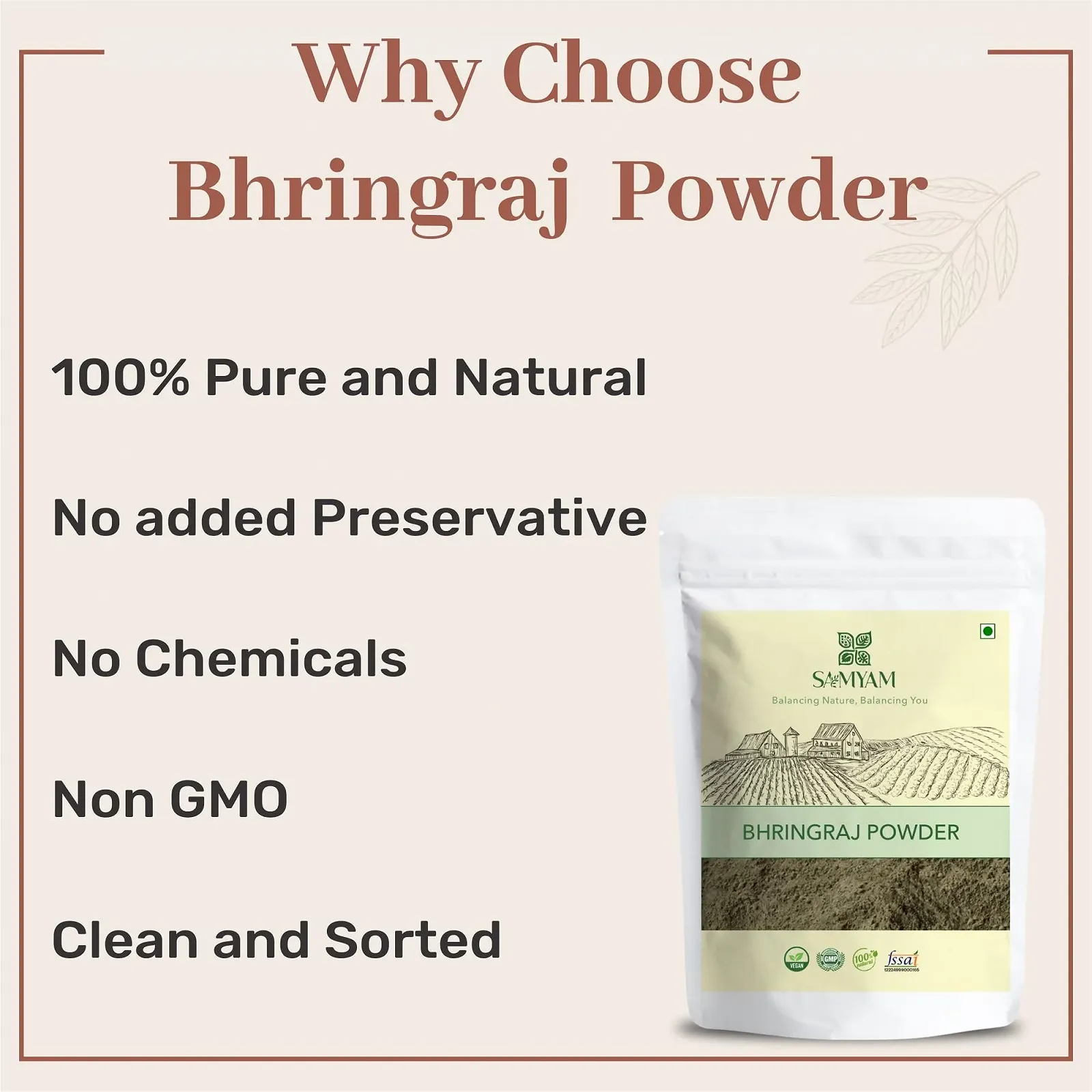 Порошок для догляду за волоссям SAMYAM Bhringraj Herbal - упаковка 200 г, фото №4 Порошок для догляду за волоссям SAMYAM Bhringraj Herbal - упаковка 200 г, фото №4