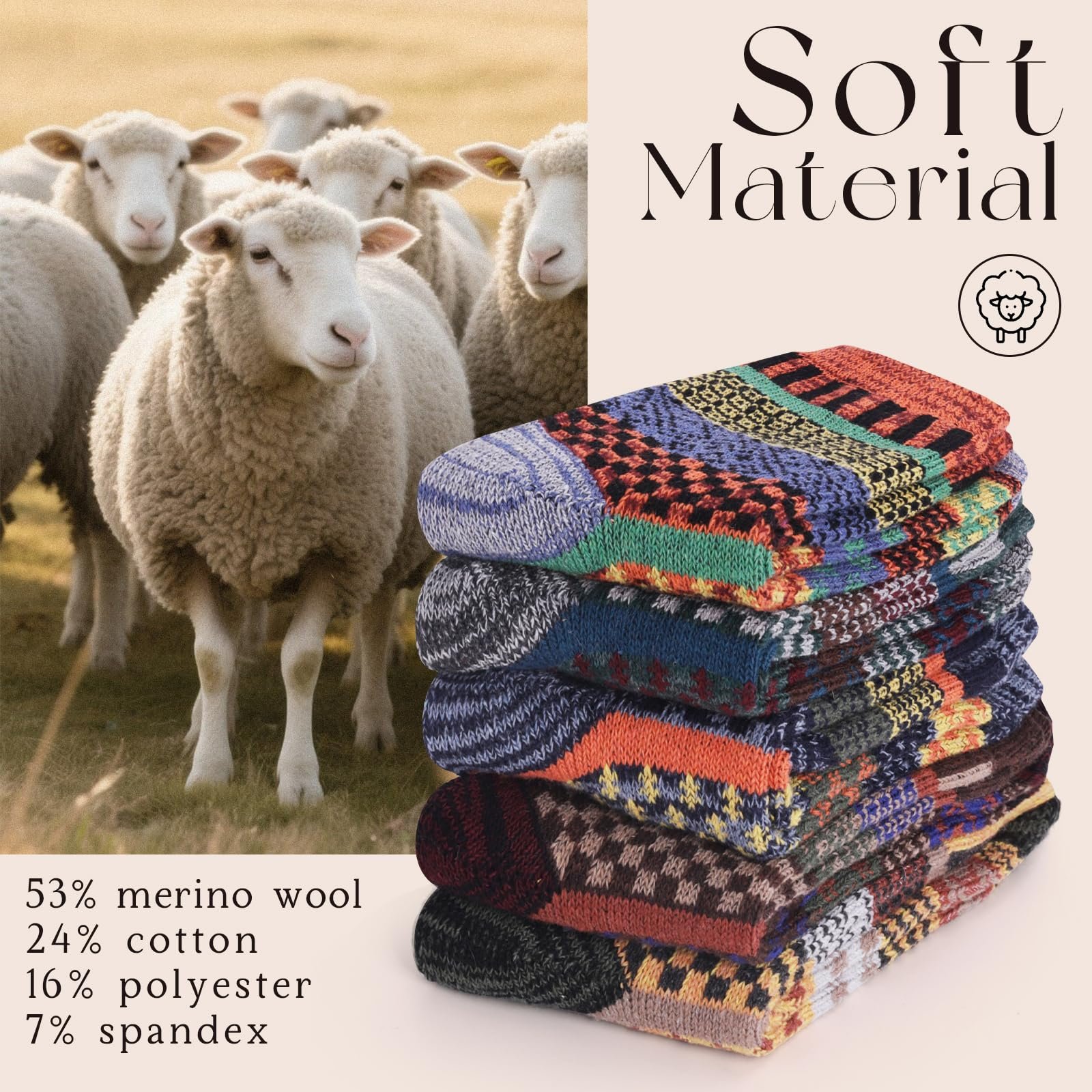 Шкарпетки з мериносової вовни, один розмір, фото №3