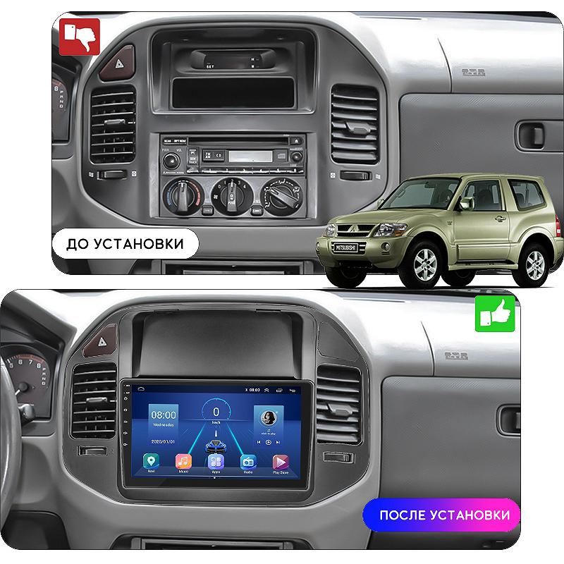Штатна магнітола Lesko для Mitsubishi Pajero III 1999-2002 екран 9 6/128Gb 4G Wi-Fi GPS Top, фото №3
