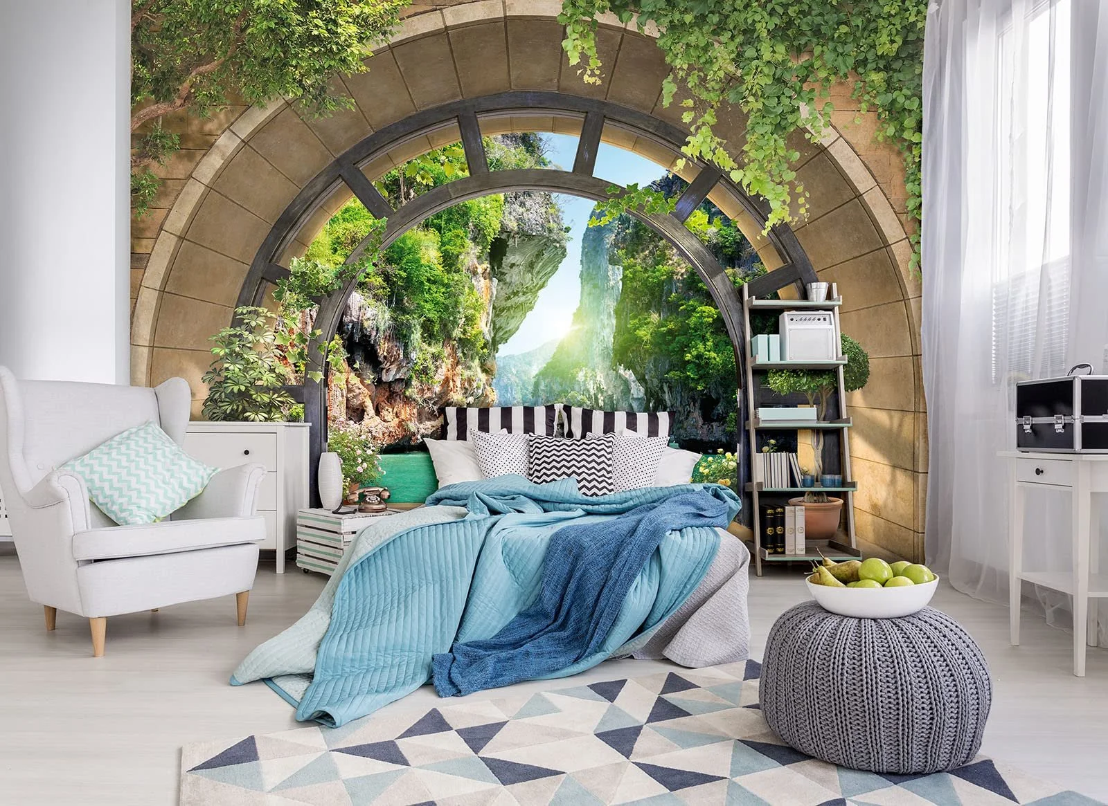 Фотошпалери 11552 VEXXL 3D Effect Window View Флізелінові 3 панелі 312 x 219 см, фото №3