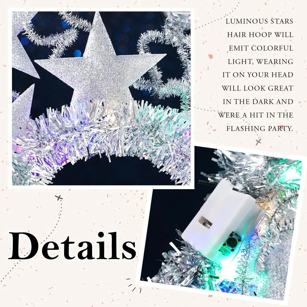 Обруч Зірка, що світиться Золотий Блиск LED, фото №6