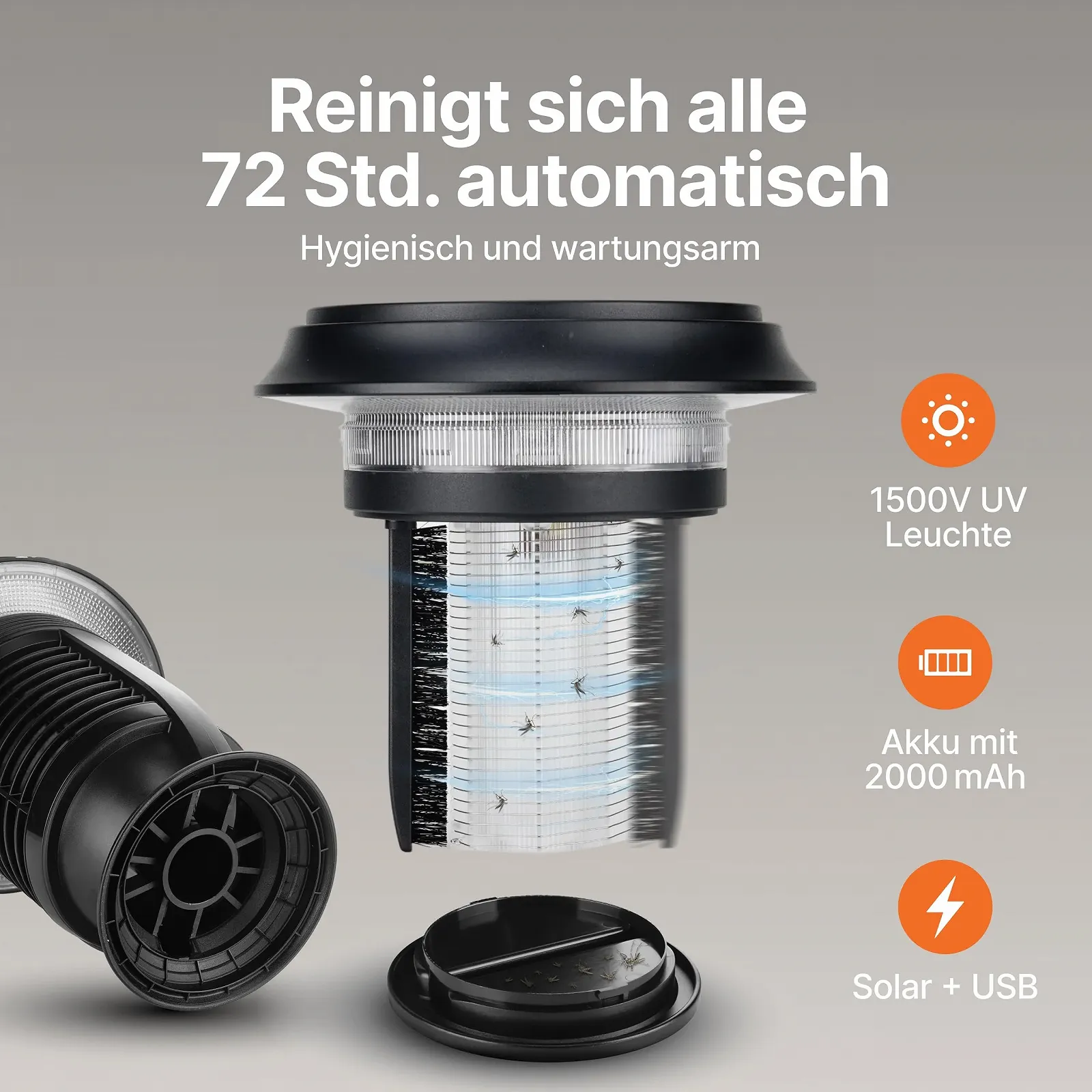 Електричний знищувач комах Rapizz Solar & Plug IPX4 1500 V Black, фото №2