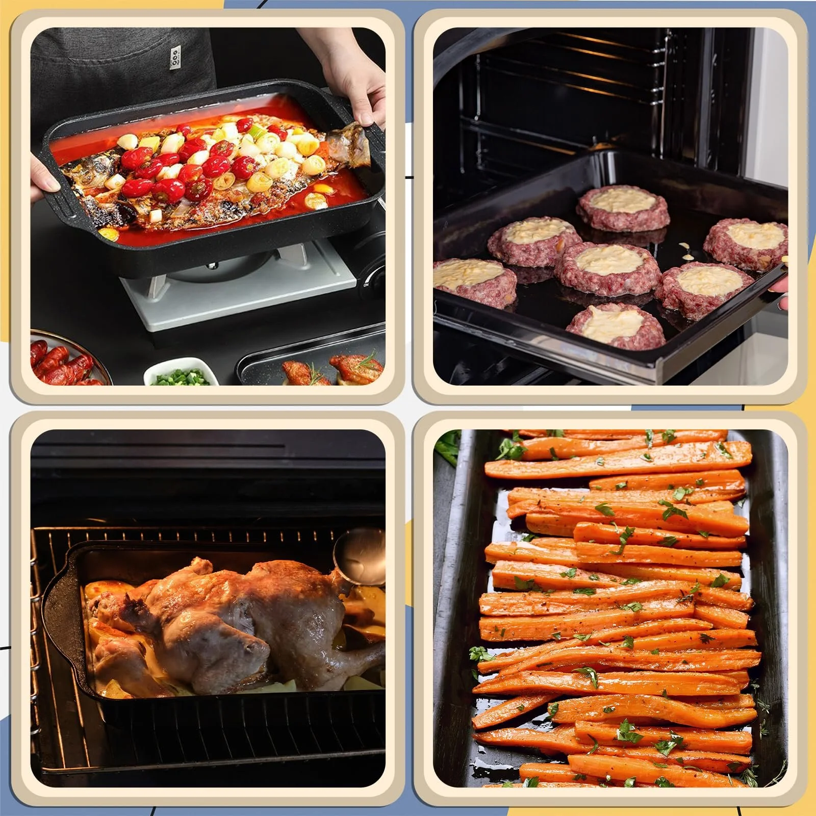 Форма для запекания ASelected прямоугольная с ручками из углеродистой стали 40 x 24 x 5,6 сантиметра, фото №7