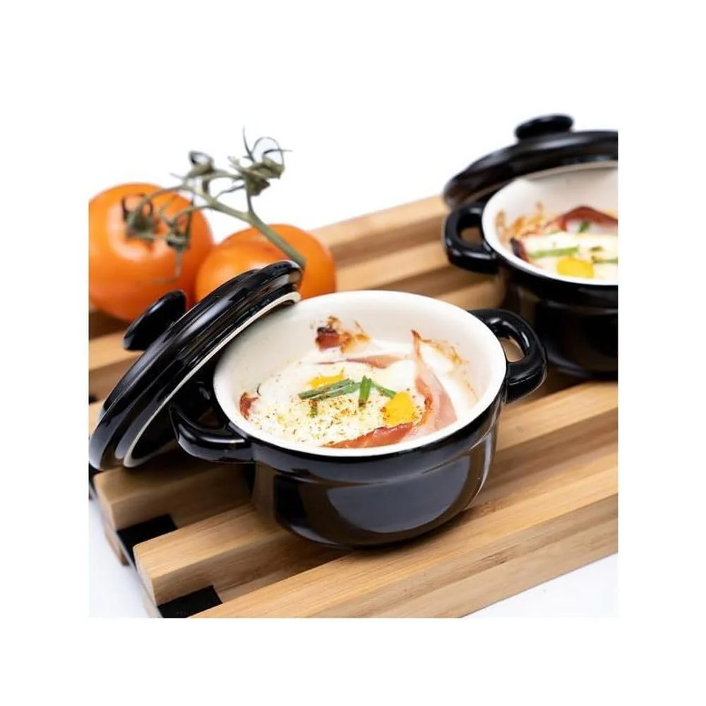 Кокотниця Malin керамічна 14 х 9,5 см Black/Beige, фото №2