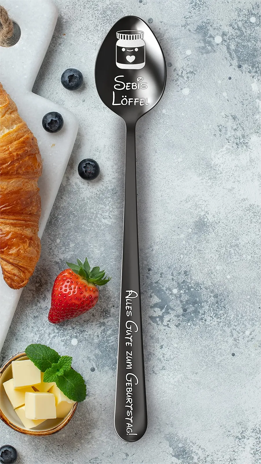 Ложка Geschenkfreude Персоналізована З гравіюванням Iмені Чорний, фото №3