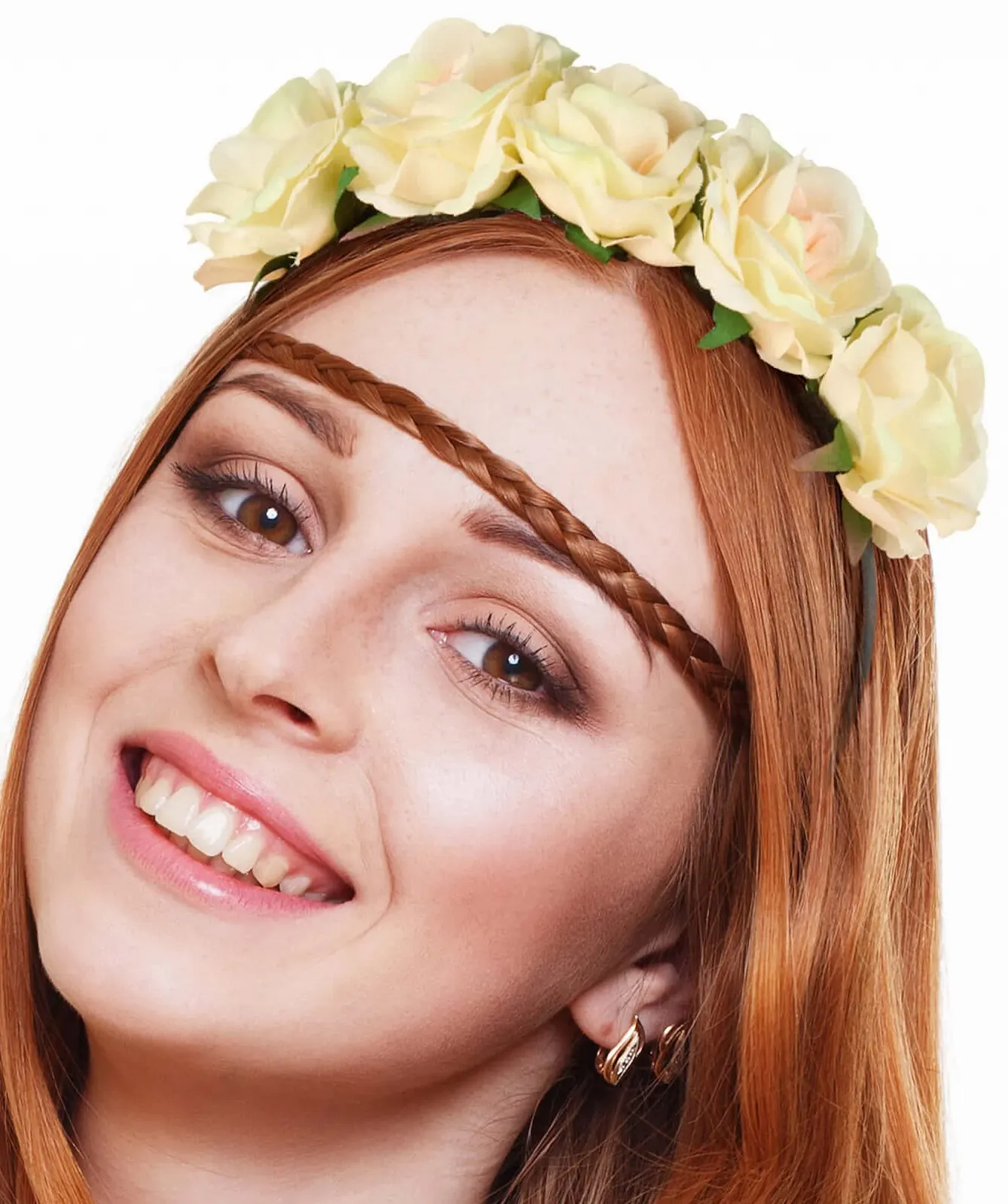 Обруч для волосся з білими трояндами, фото №2