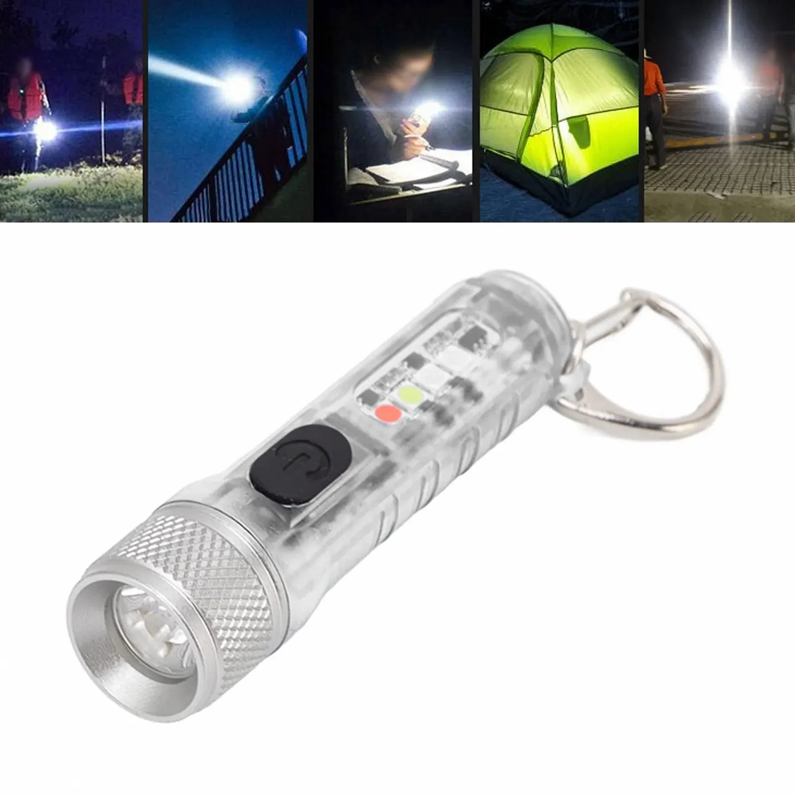 Ліхтарик-брелок LED Hyuduo Міні 3 режими освітлення для кемпінгу, походів Нержавіюча сталь Портативний (Прозорий), фото №7 Ліхтарик-брелок LED Hyuduo Міні 3 режими освітлення для кемпінгу, походів Нержавіюча сталь Портативний (Прозорий), фото №7