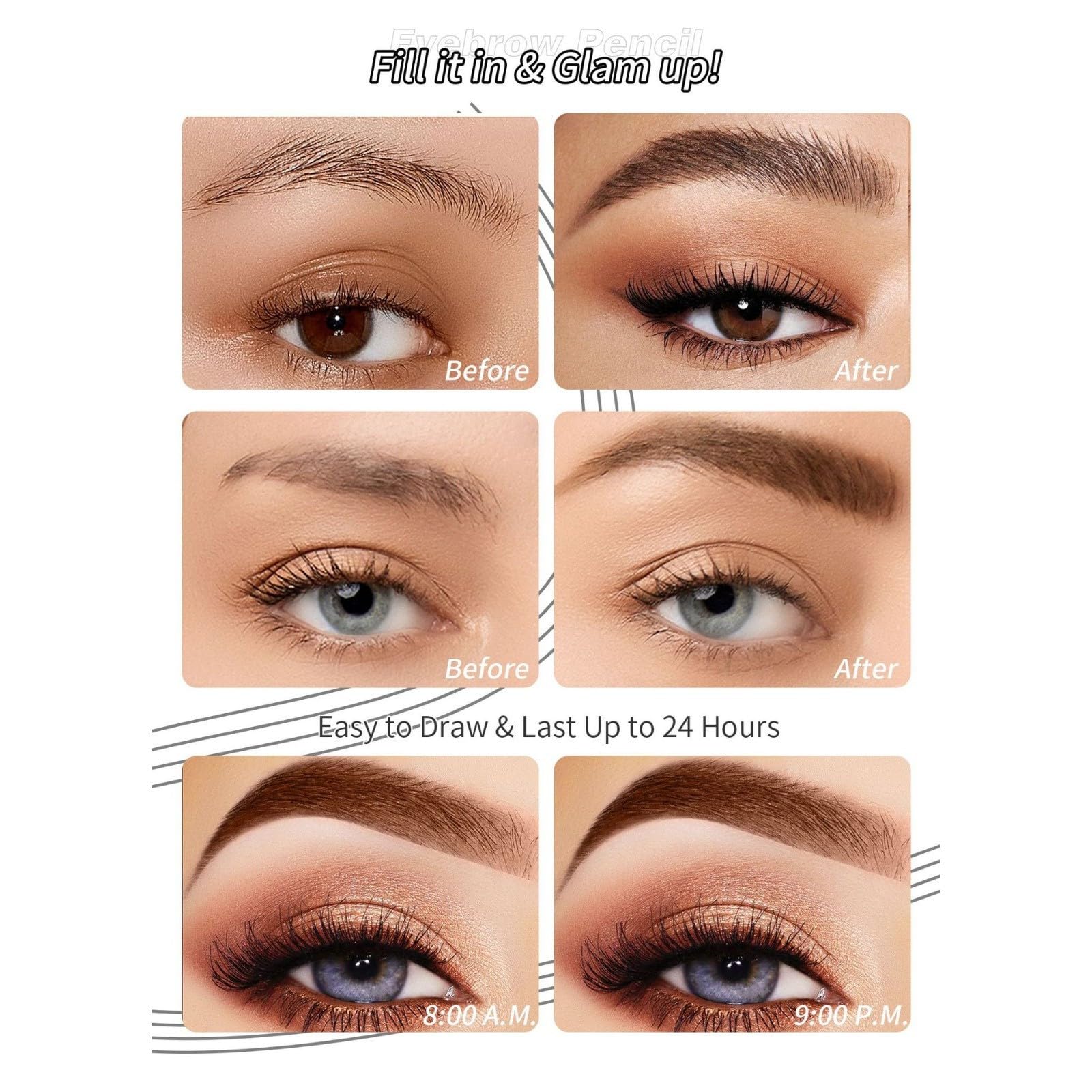 Олівець для брів Microblading 3D Водостійкий з 4-лінійним наконечником 01# Кава, фото №4