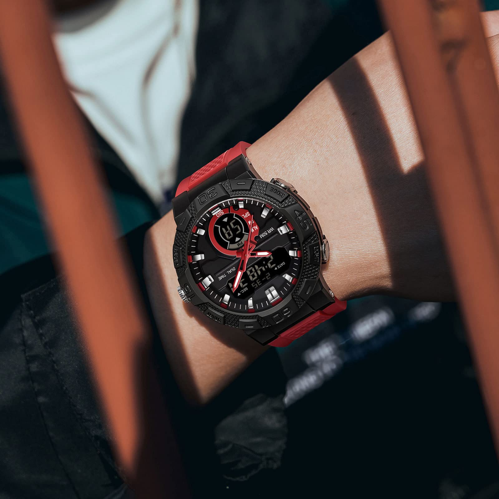 Годинник findtime Цифровий Аналоговий Чоловічий 5ATM Світлодіодне підсвічування 12/24H Будильник Хронометр, фото №4