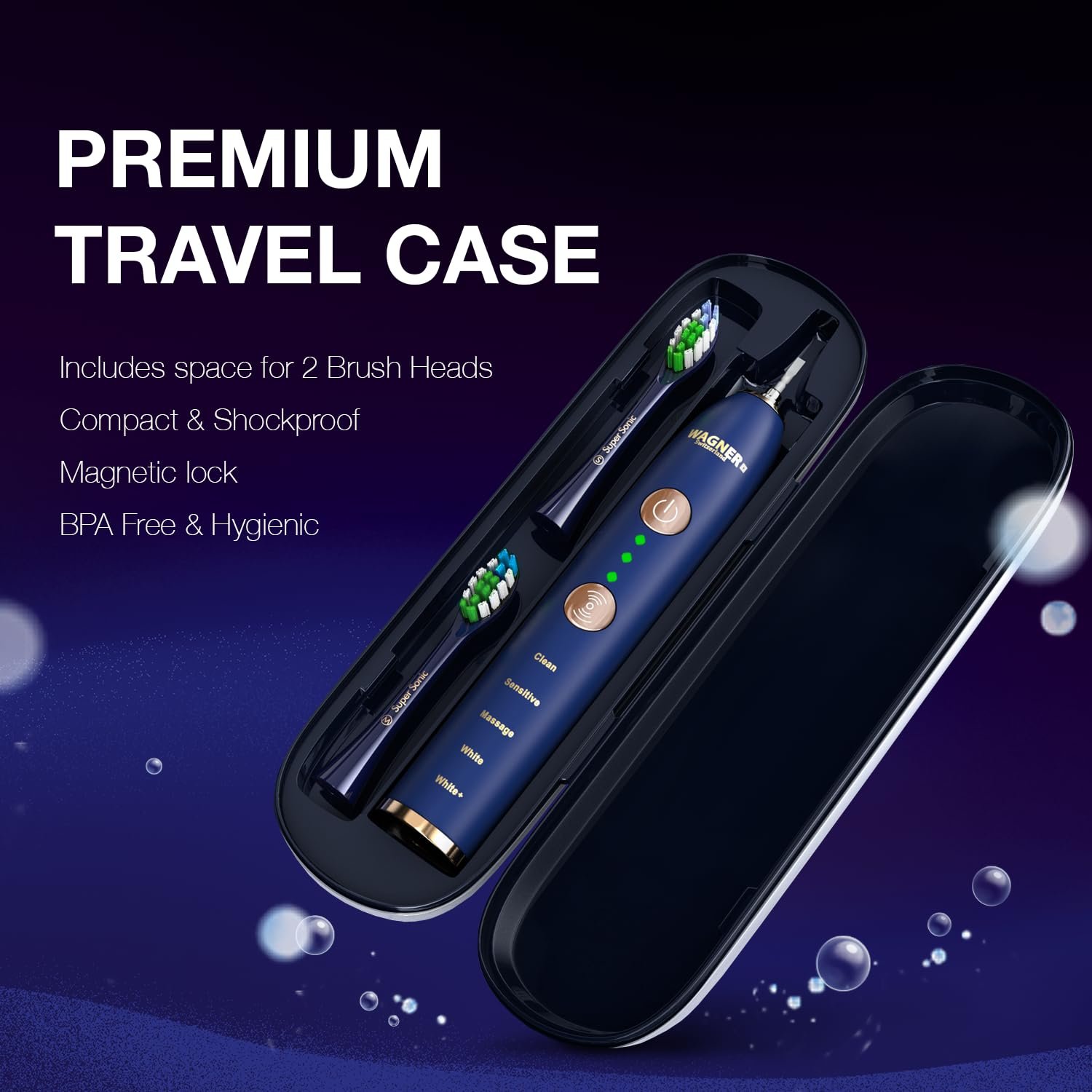 Розумна електрична зубна щітка Wagner Stern WHITEN+ Edition Датчик тиску 5 режимів Дорожній чохол Біла, фото №4