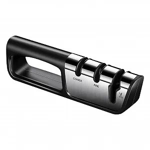 Точило для ножів та ножиць Chef 3-ступінчаста ручна нековзна зі сплаву та ABS - Фото 1