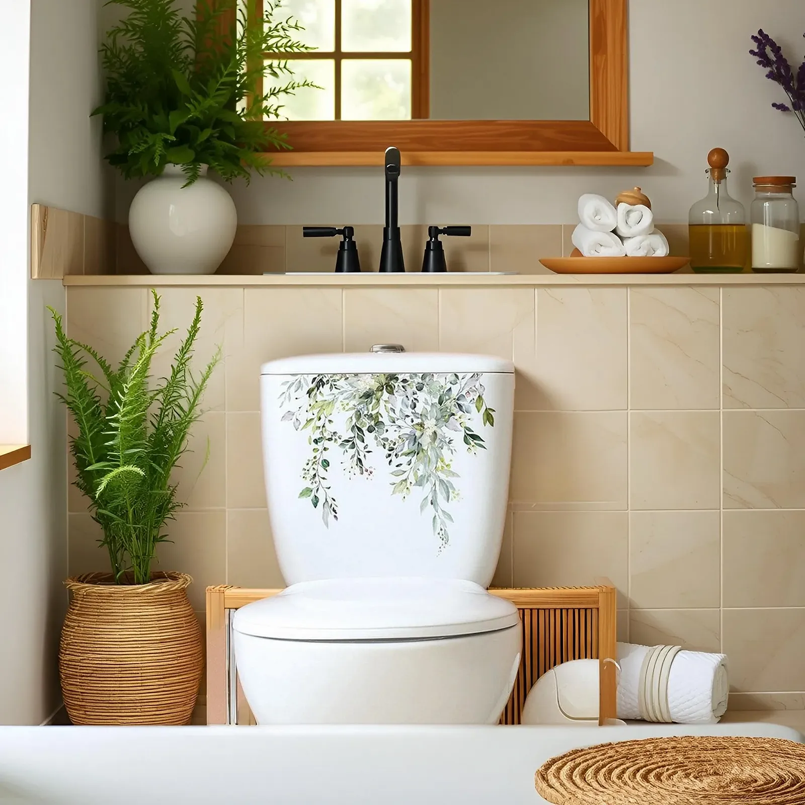 Наклейки на стіну Рослини, квіти, листя Самоклеючі Водонепроникні для туалету, фото №7