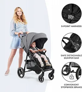 Прогулянкова коляска Kinderkraft Grande Plus Чорний synthetic.ua - Фото 1