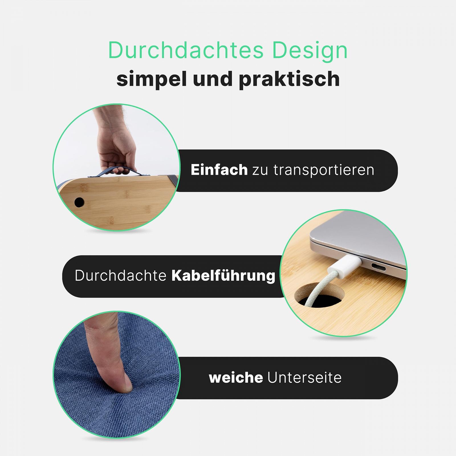 Підставка для ноутбука бамбукова з відділенням для зберігання і отвором для кабелю до 17 дюймів, дерев'яна, фото №3