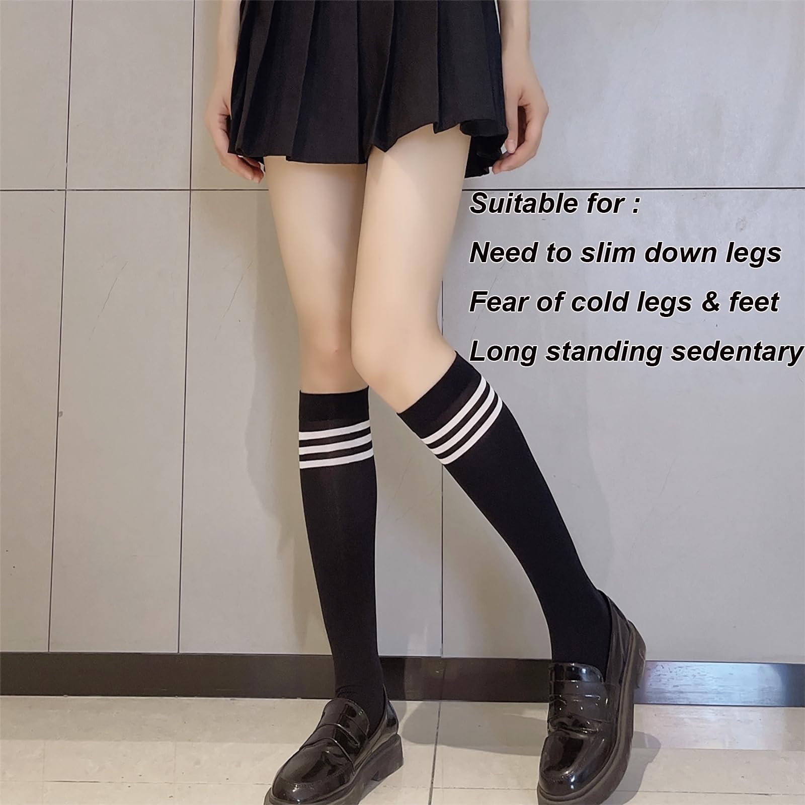 Гетры KEYRI 2 пары, гетры до икр, чулки, носки до середины ног, 3 полосатые длинные носки, One Size, модные и универсальные, фото №4