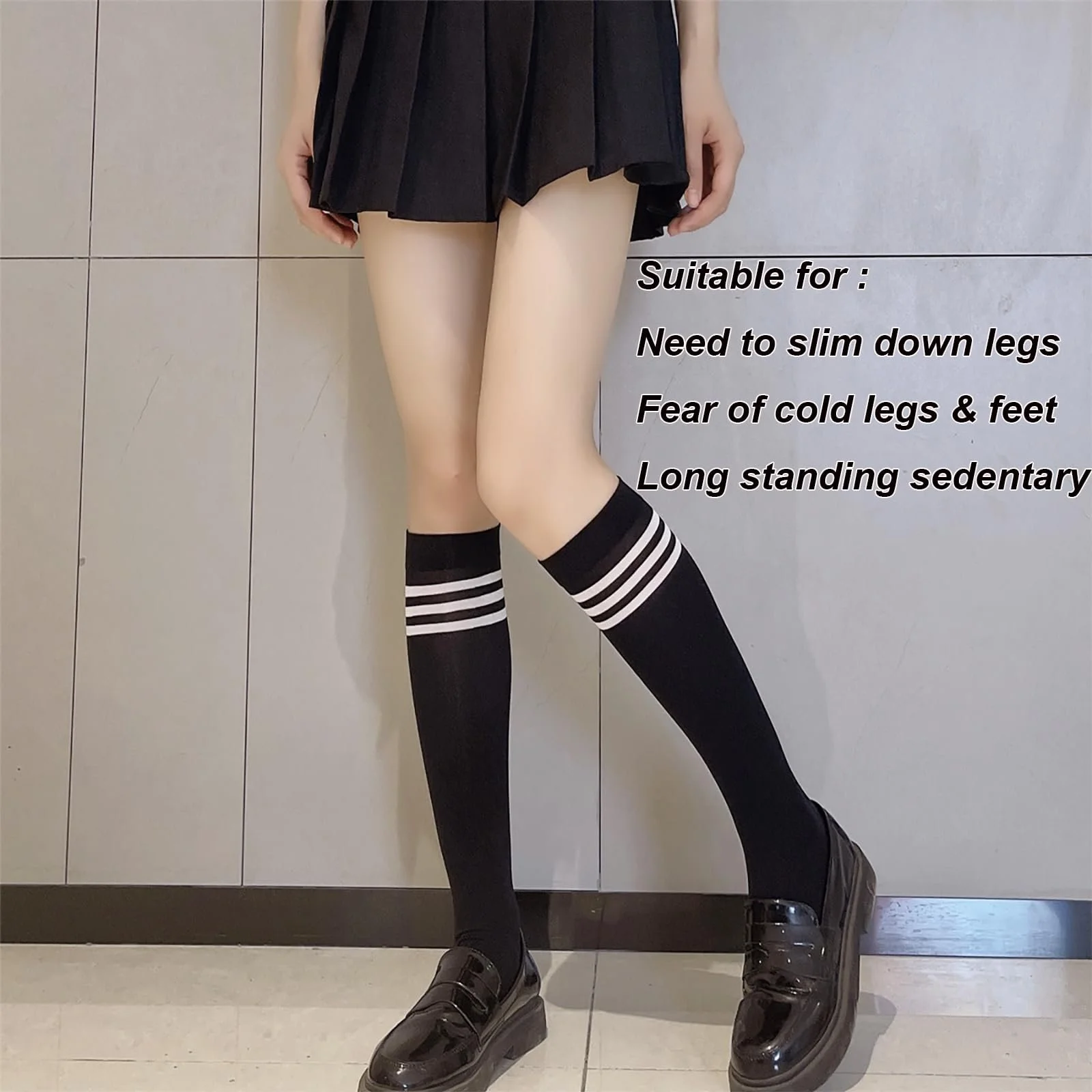 Гетры KEYRI 2 пары, гетры до икр, чулки, носки до середины ног, 3 полосатые длинные носки, One Size, модные и универсальные, фото №4