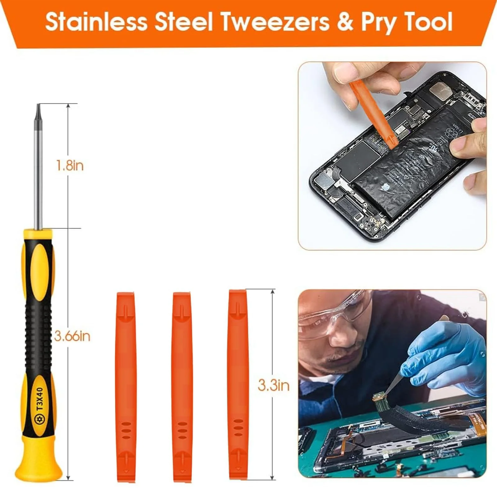 Набір викруток Torx T3-T10 Магнітний 3 шт. з інструментами для відкривання, фото №2