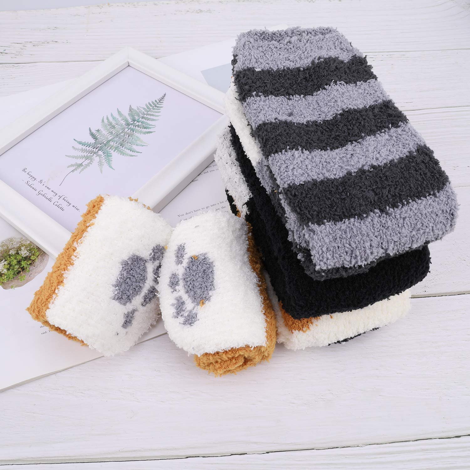 Носки Пушистые 6 пар, Теплые зимние носки, Носки для сна, Постельные носки для женщин, девушек, мужчин, разноцветные, фото №7