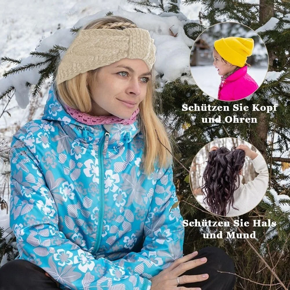 В'язана Жіноча Зимова Пов'язка на Голову Білий + Рожевий, фото №5 В'язана Жіноча Зимова Пов'язка на Голову Білий + Рожевий, фото №5