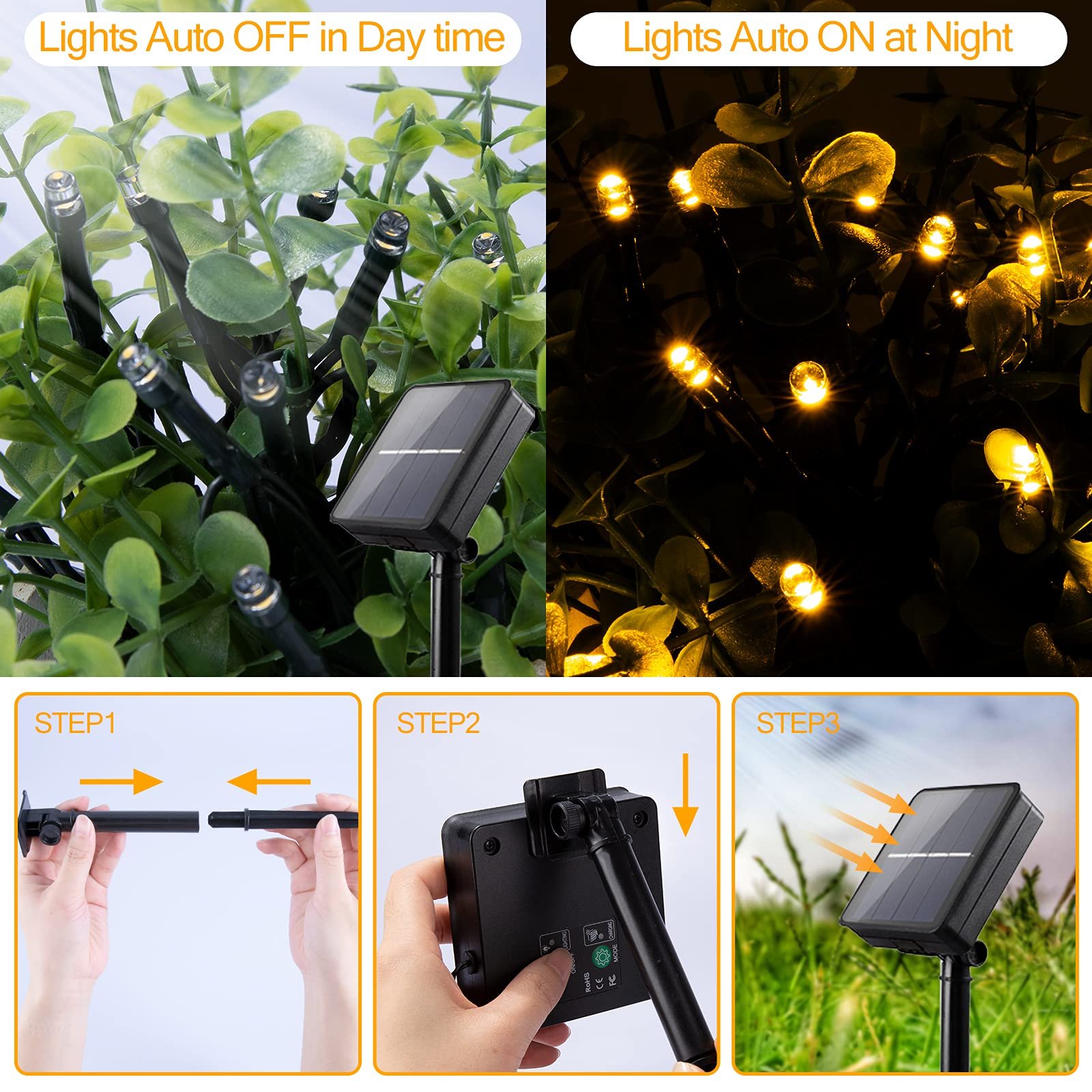 Сонячна гірлянда Koopower KP8915A 100 LED, 10 метрів, зелений дріт, теплий білий, фото №4