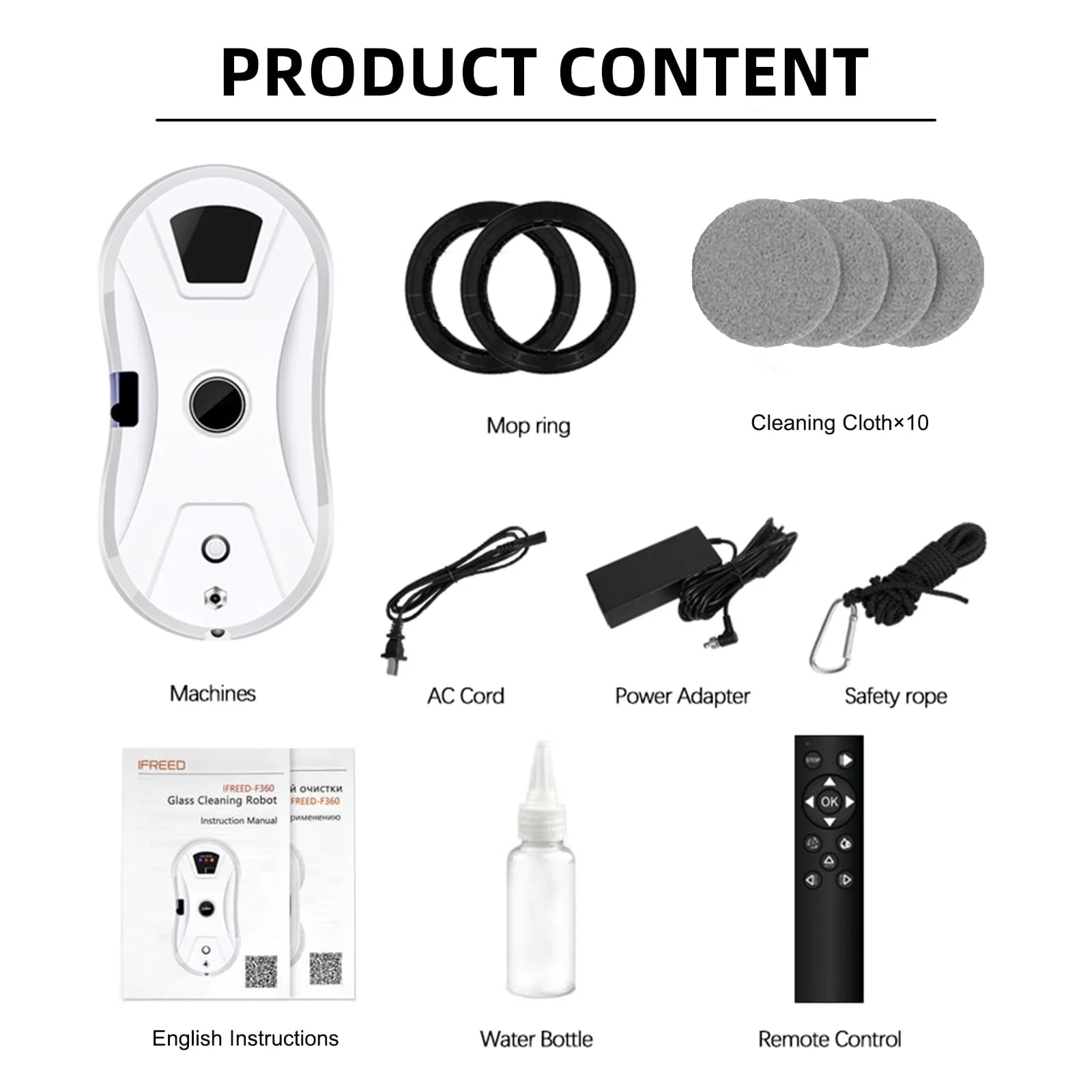 Робот для миття вікон AHWOiHS Автоматичний з розпилювачем води, 5600pa з потужним всмоктуванням для великих зовнішніх вікон, фото №7 Робот для миття вікон AHWOiHS Автоматичний з розпилювачем води, 5600pa з потужним всмоктуванням для великих зовнішніх вікон, фото №7