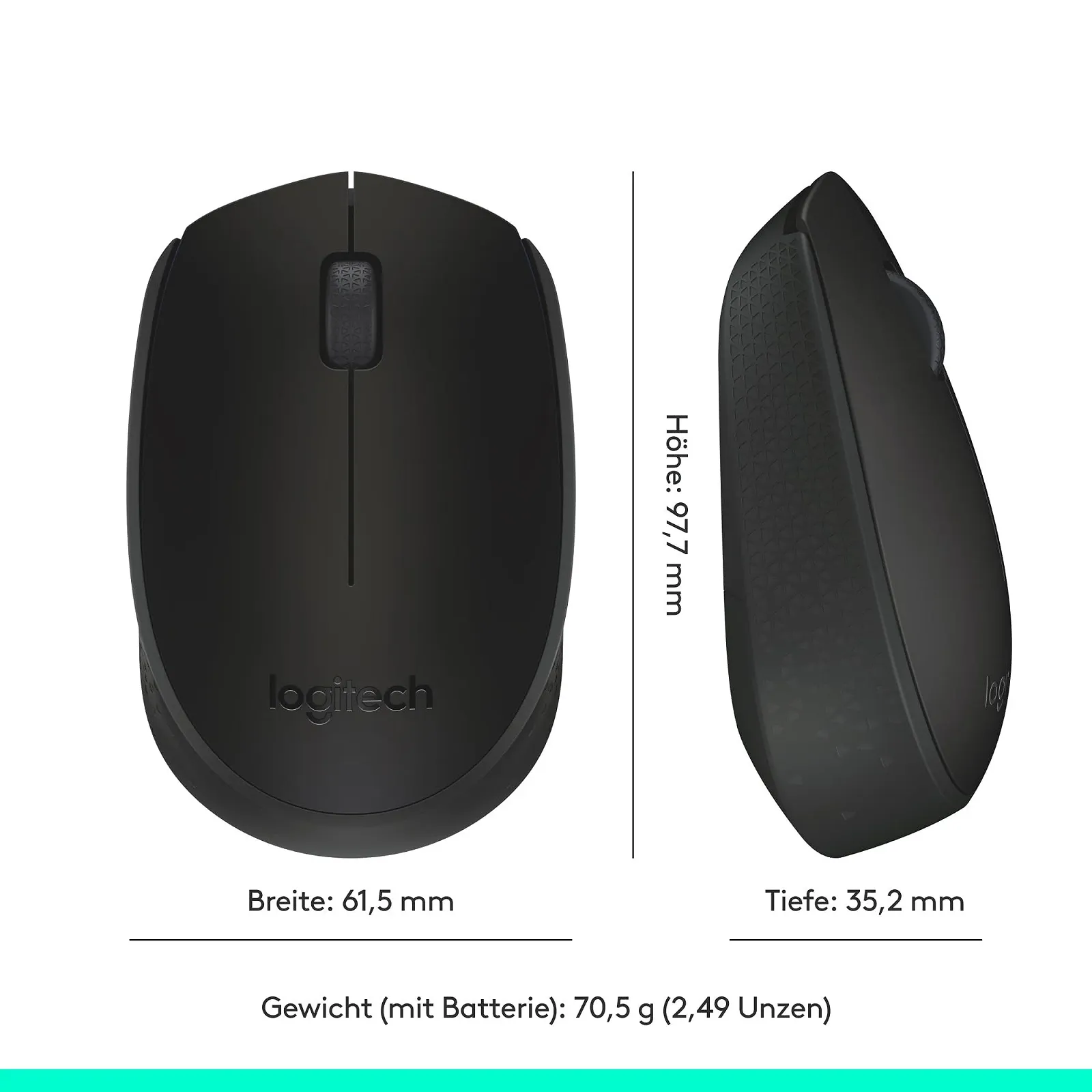 Мышь Logitech M171 Беспроводная, 2,4 ГГц подключение через USB-приемник, оптический сенсор, 12 месяцев работы от батареи, для обеих рук, 3 кнопки, для ПК / Mac - Черный, фото №9