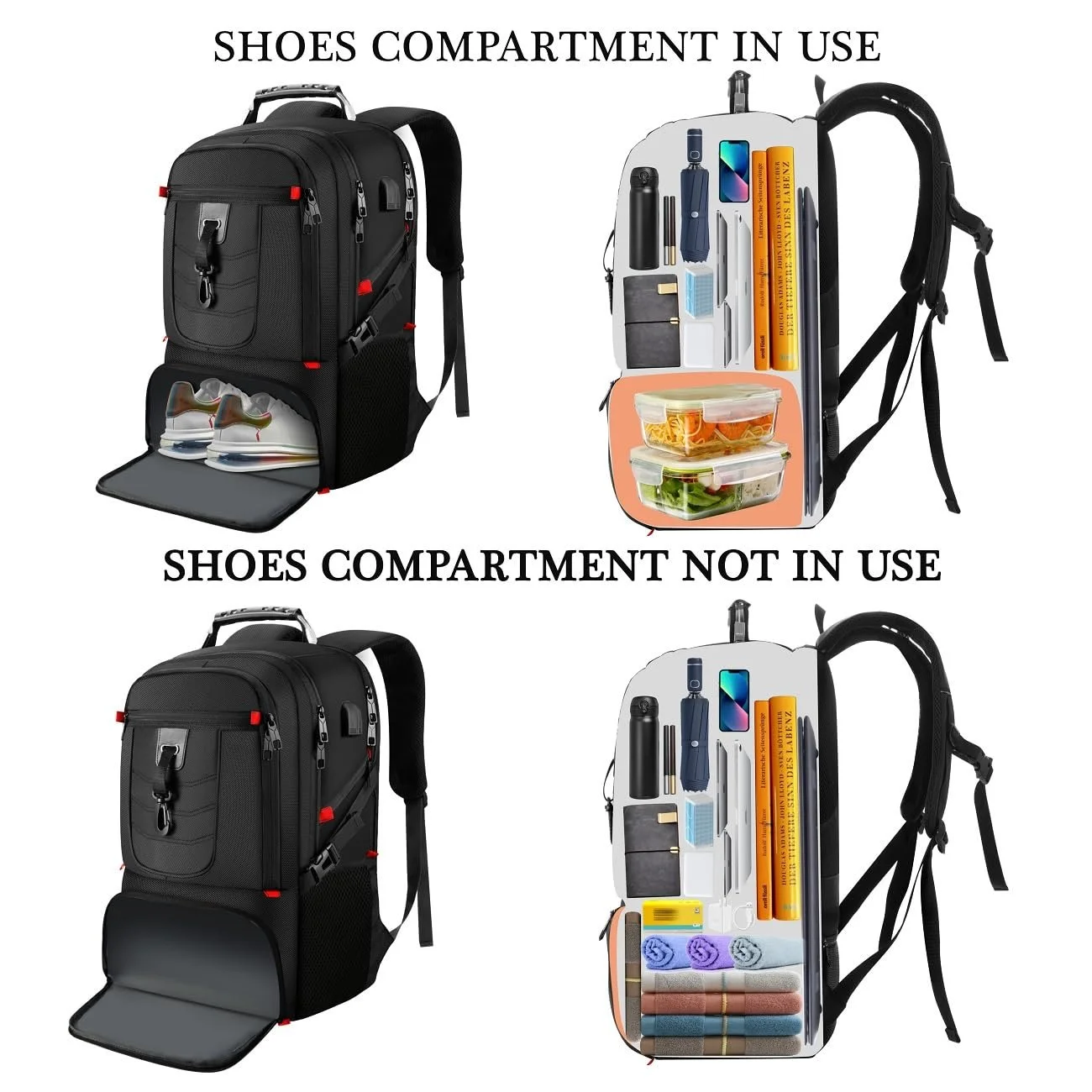 Рюкзак для ноутбука 17.3 дюйма Waterproof Shoe Compartment, фото №3