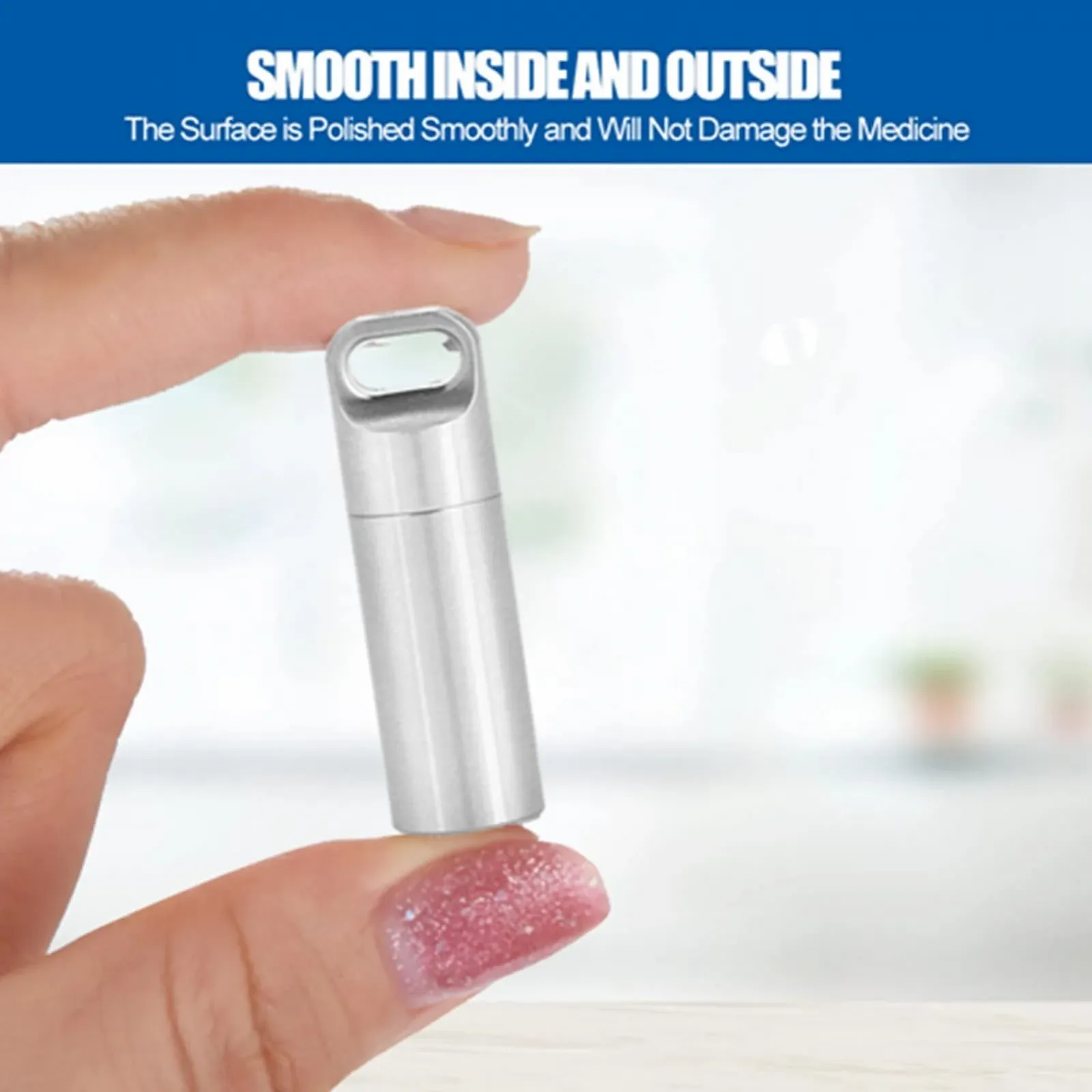 Держатель для таблеток-брелок, бутылка для выживания, водонепроницаемый контейнер для лекарств из нержавеющей стали для кемпинга (M), фото №4