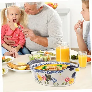 Форма для запікання GLEAVI керамічна з подвійними ручками дизайн курка synthetic.ua - Фото 1