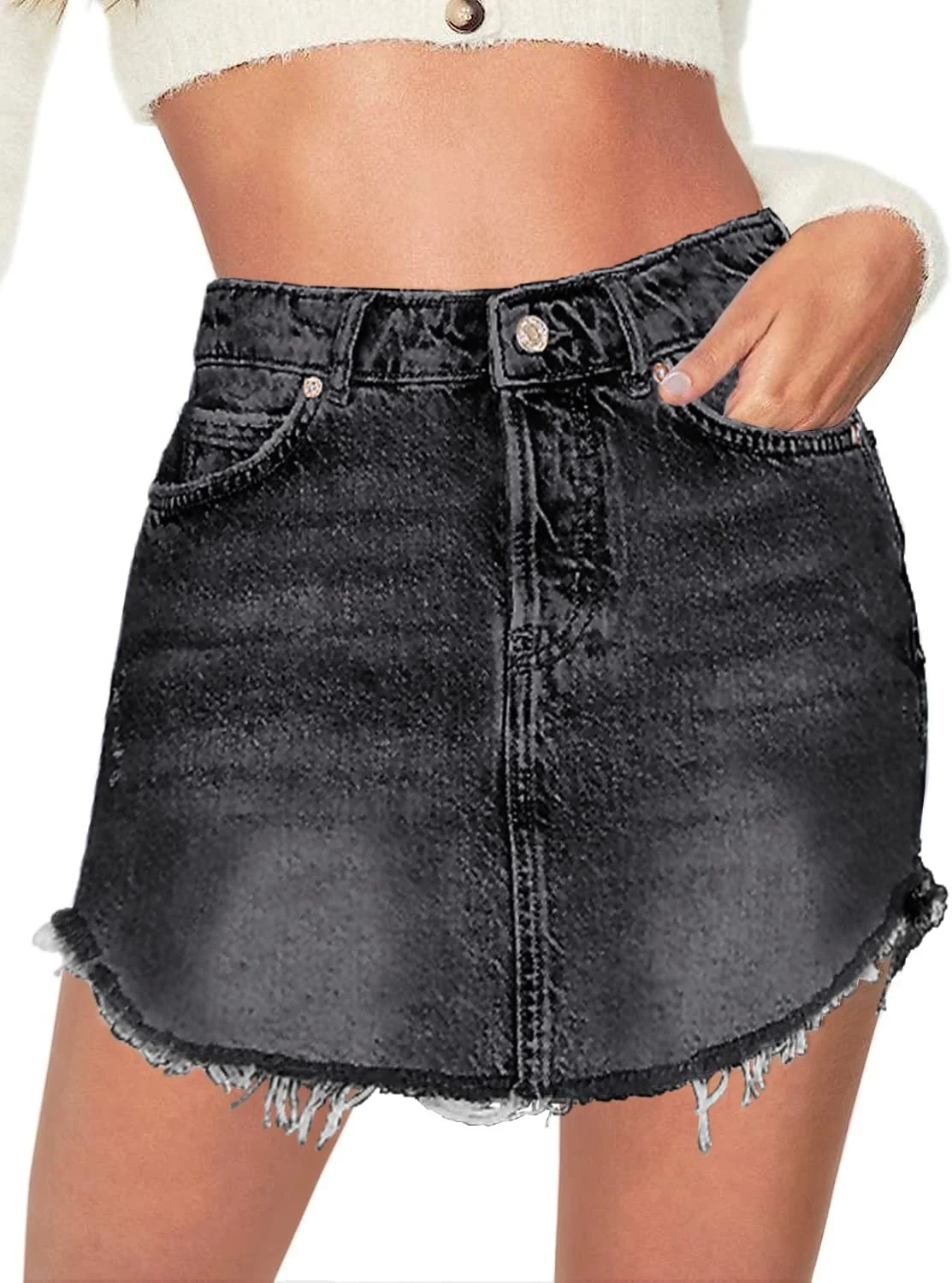 Юбка джинсовая Basicspace мини A-силуэта с карманами, фото №1